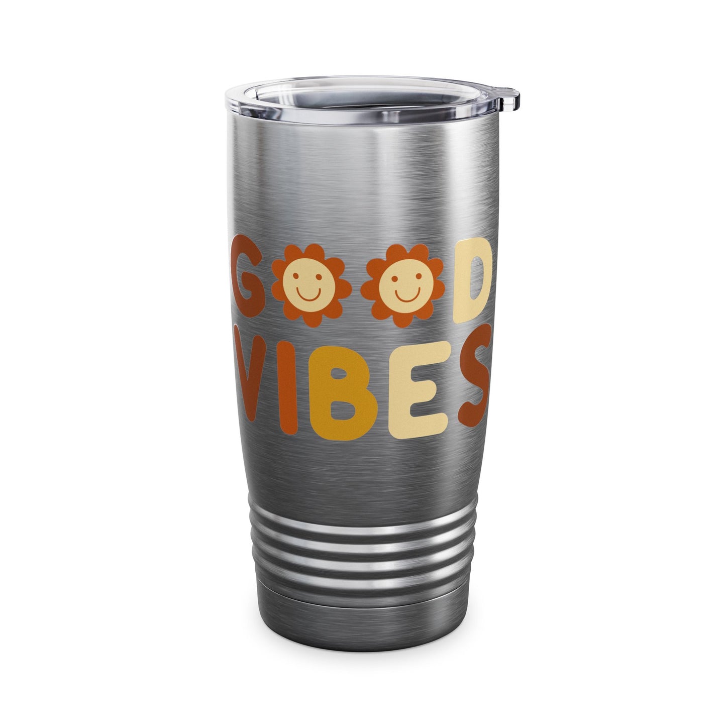 Good Vibes Insulated Tumbler, 20oz | Motivational Travel Mug | Cute Flower Design | Gift for Friends | Summer Drinkware | Eco-Friendly