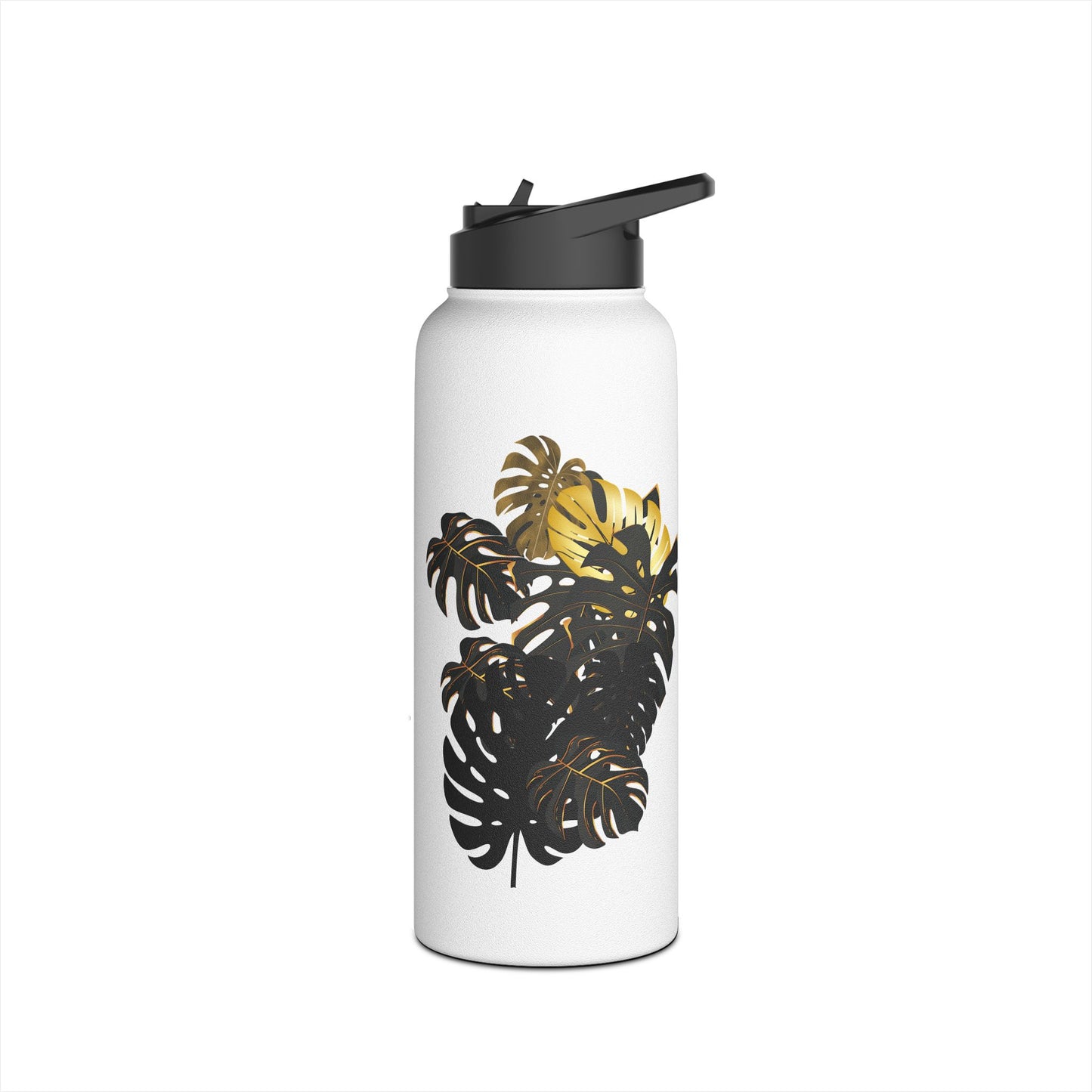 Tropical Monstera Stainless Steel Water Bottle - Eco-Friendly Travel Mug, Tropical Plant Gift, Outdoor Hydration, Summer Accessory