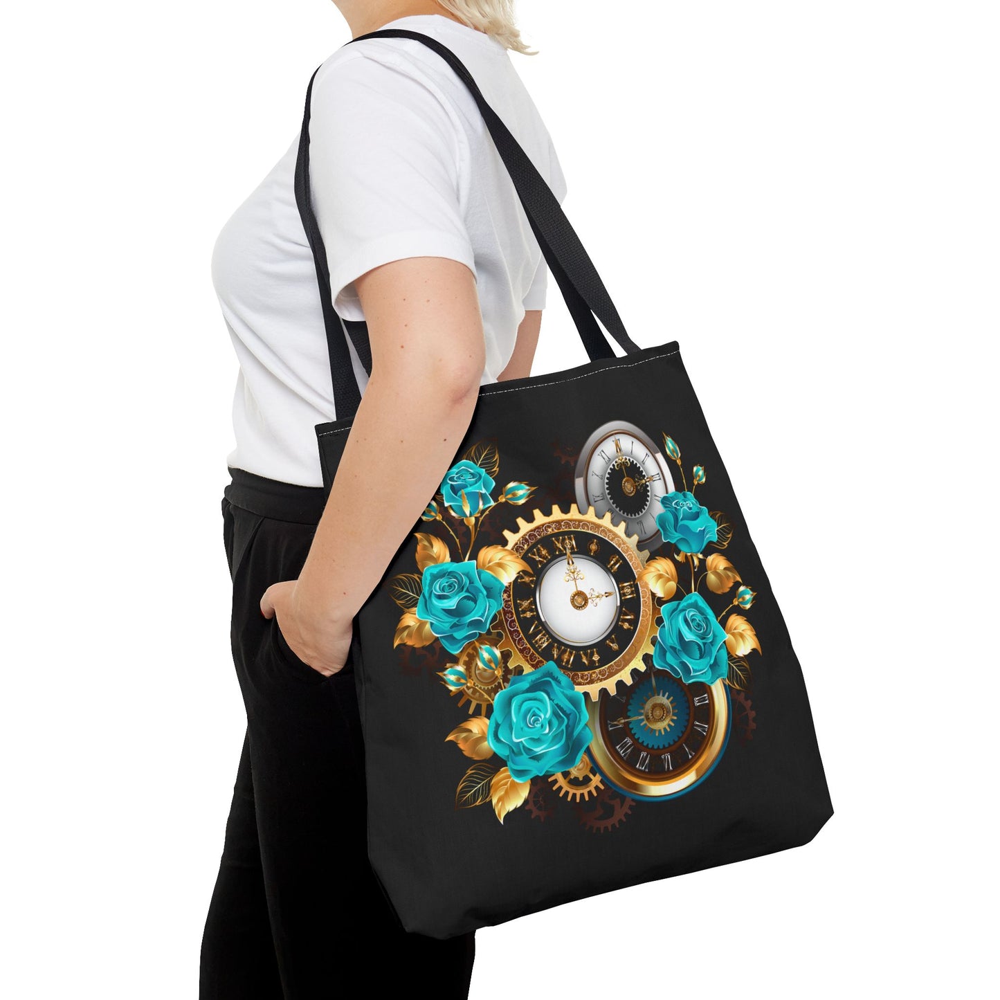 Steampunk Floral Tote Bag, Stylish Everyday Carryall, Gift for Her, Eco-Friendly Reusable Bag, Perfect for Shopping & Travel