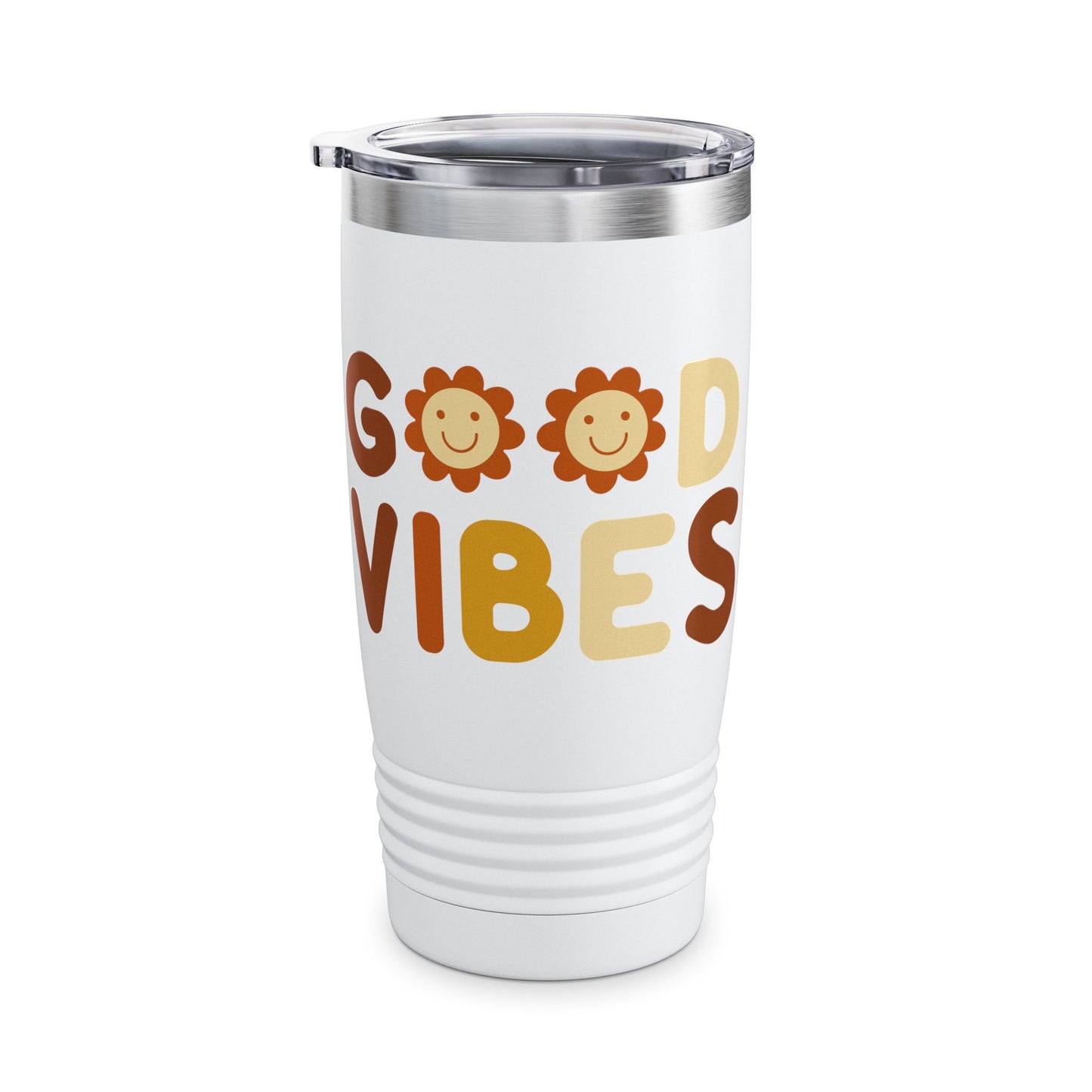 Good Vibes Insulated Tumbler, 20oz | Motivational Travel Mug | Cute Flower Design | Gift for Friends | Summer Drinkware | Eco-Friendly