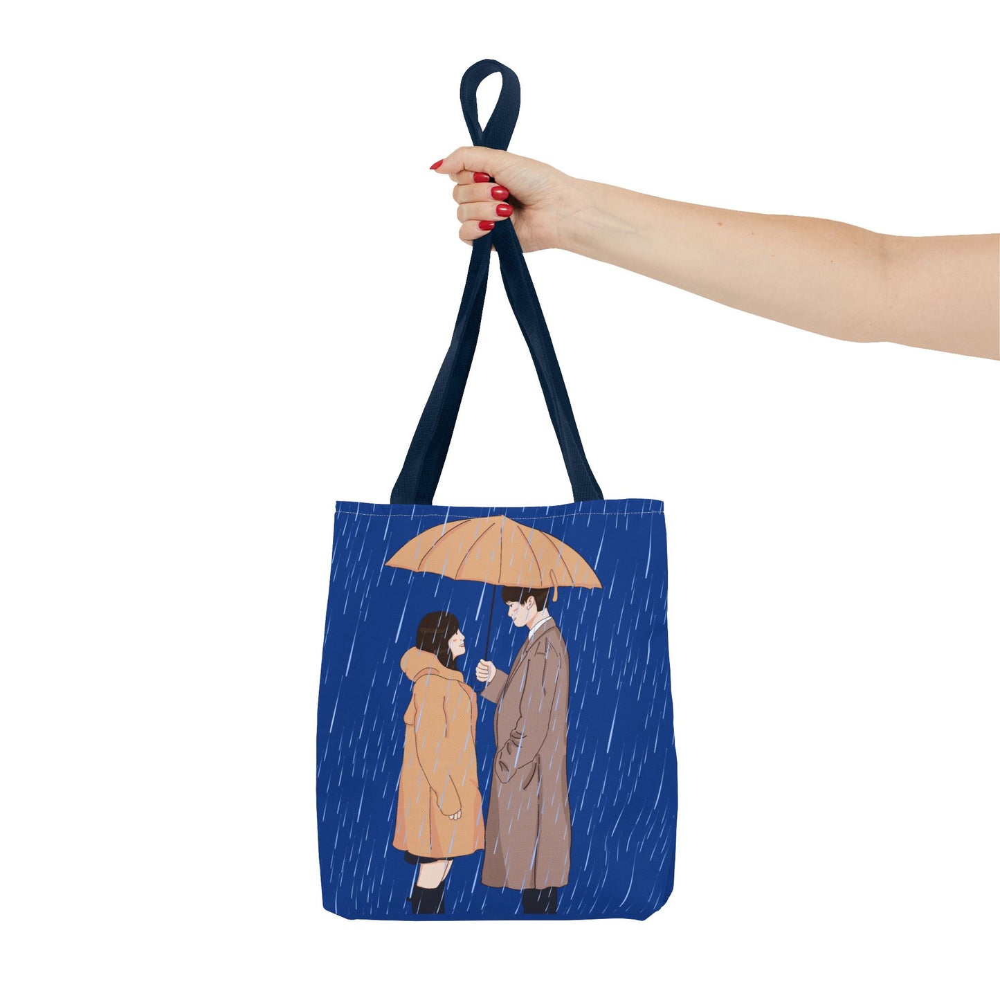 Romantic Umbrella Tote Bag, Cute Couple Tote, Gift for Her, Rainy Day Accessory, Everyday Use Shopping Bag