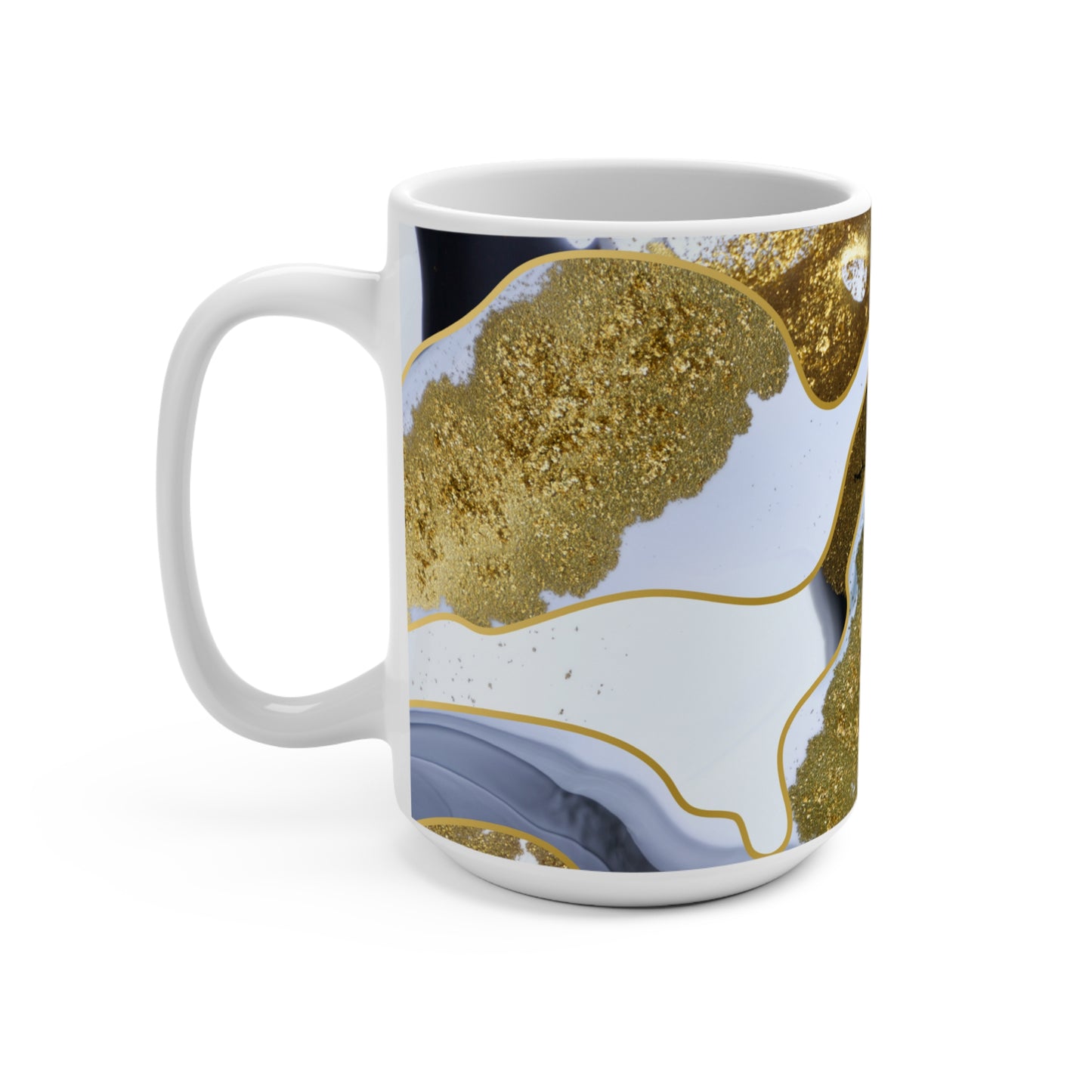 Elegant Gold Marble Mug, 15oz Coffee Cup, Unique Home Decor, Gift for Her, Modern Kitchen Accessory, Birthday Celebrations