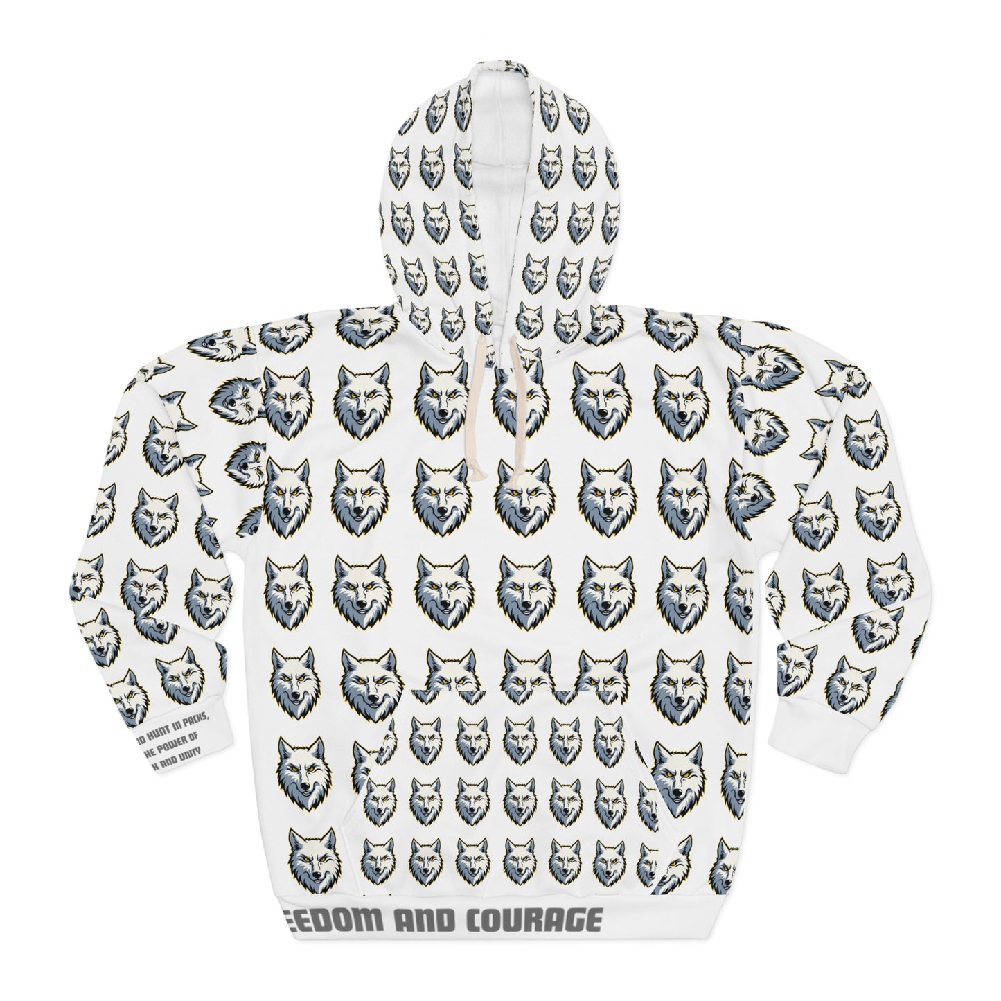 Courageous Wolf Print Unisex Pullover Hoodie, Cozy Hoodie, Animal Lover Gift, Birthday Gift, Relaxed Casual Style