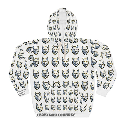 Courageous Wolf Print Unisex Pullover Hoodie, Cozy Hoodie, Animal Lover Gift, Birthday Gift, Relaxed Casual Style