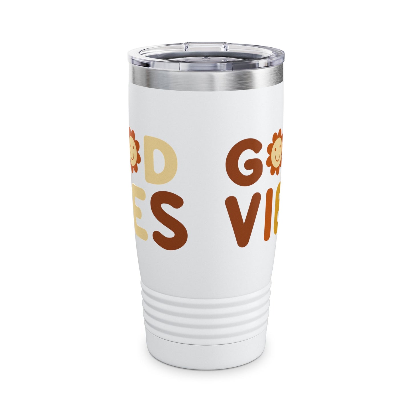 Good Vibes Insulated Tumbler, 20oz | Motivational Travel Mug | Cute Flower Design | Gift for Friends | Summer Drinkware | Eco-Friendly