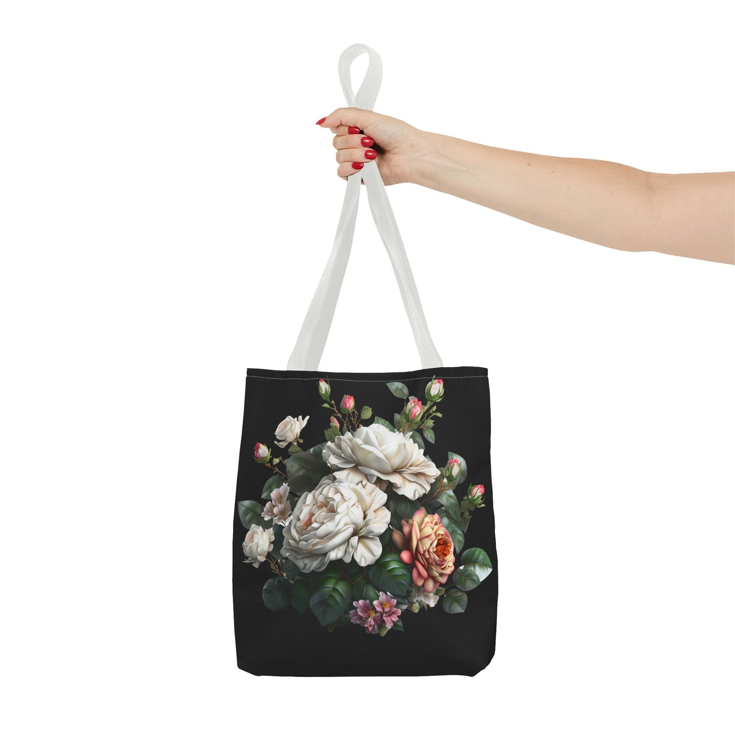 Floral Tote Bag, Stylish Reusable Shopping Bag, Black Floral Print, Perfect Gift for Her, Eco-friendly Accessory, Everyday Use