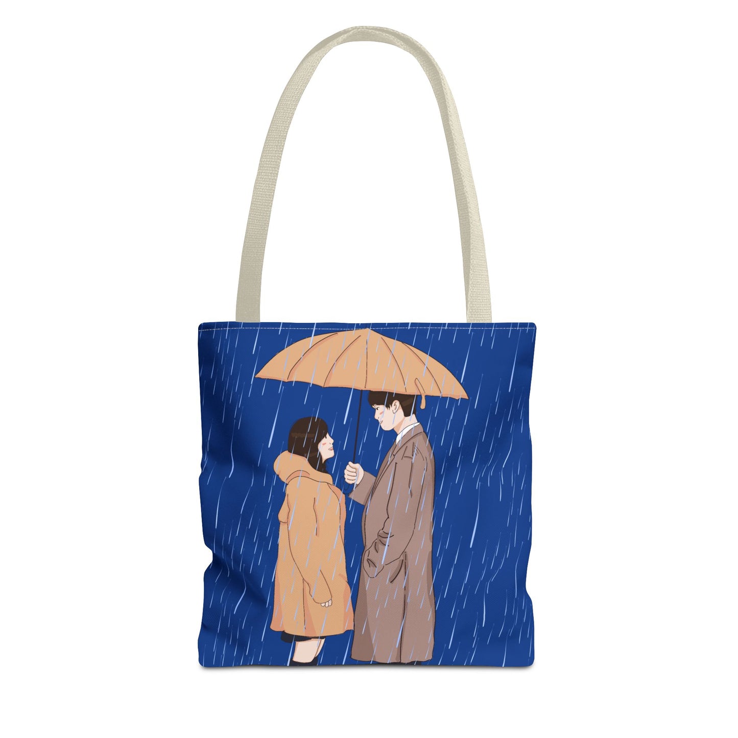 Romantic Umbrella Tote Bag, Cute Couple Tote, Gift for Her, Rainy Day Accessory, Everyday Use Shopping Bag