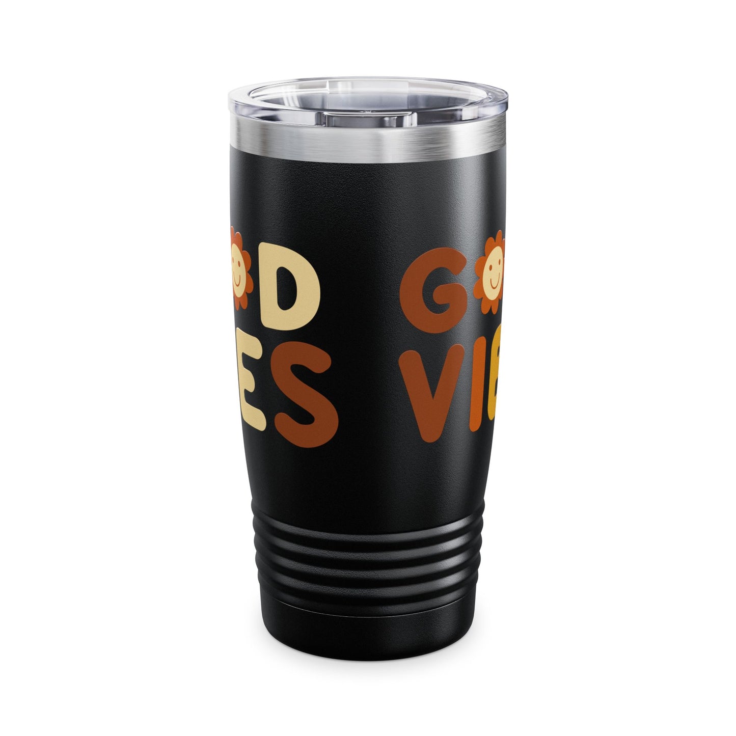 Good Vibes Insulated Tumbler, 20oz | Motivational Travel Mug | Cute Flower Design | Gift for Friends | Summer Drinkware | Eco-Friendly