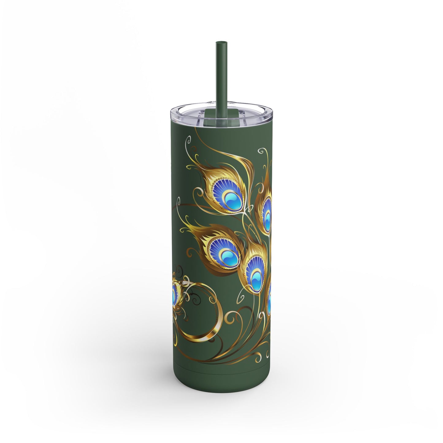 Elegant Peacock Tumbler - 20oz Skinny Travel Cup, Beautiful Drinkware for Gifts, Parties, and Home Decor