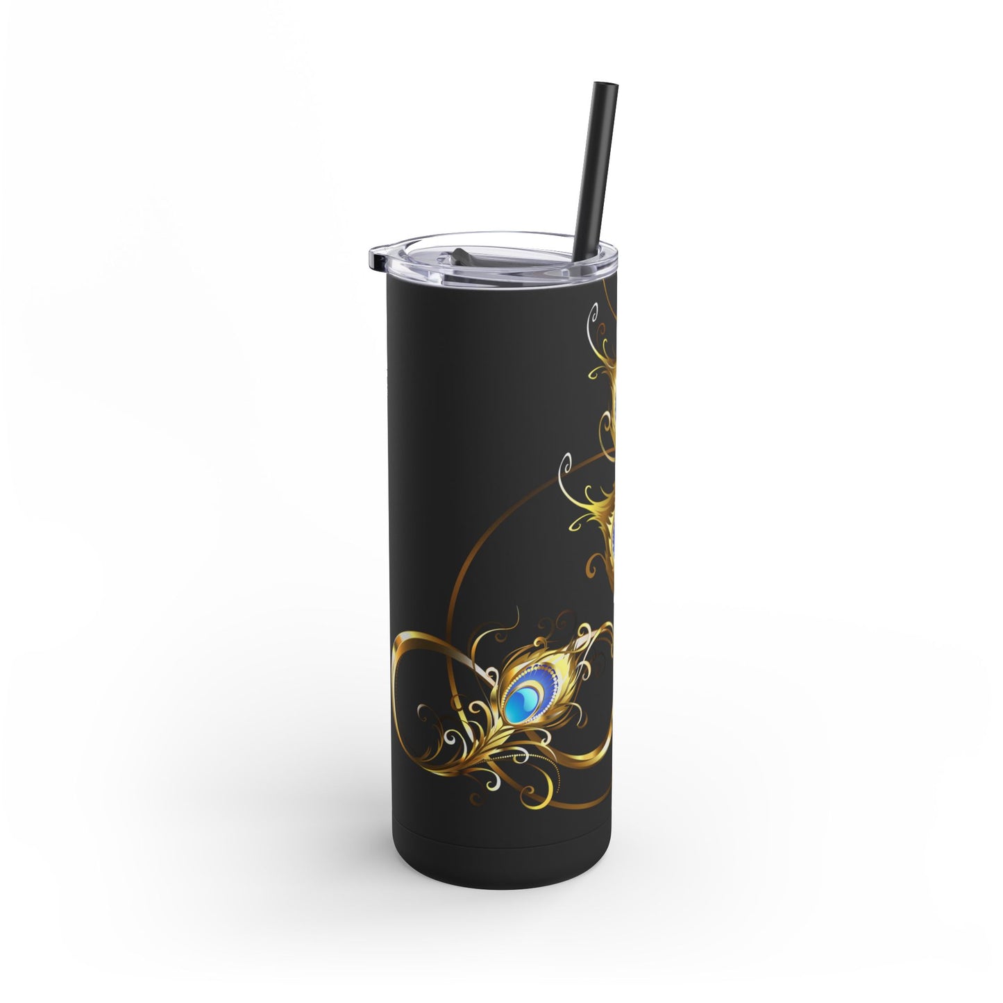 Elegant Peacock Tumbler - 20oz Skinny Travel Cup, Beautiful Drinkware for Gifts, Parties, and Home Decor