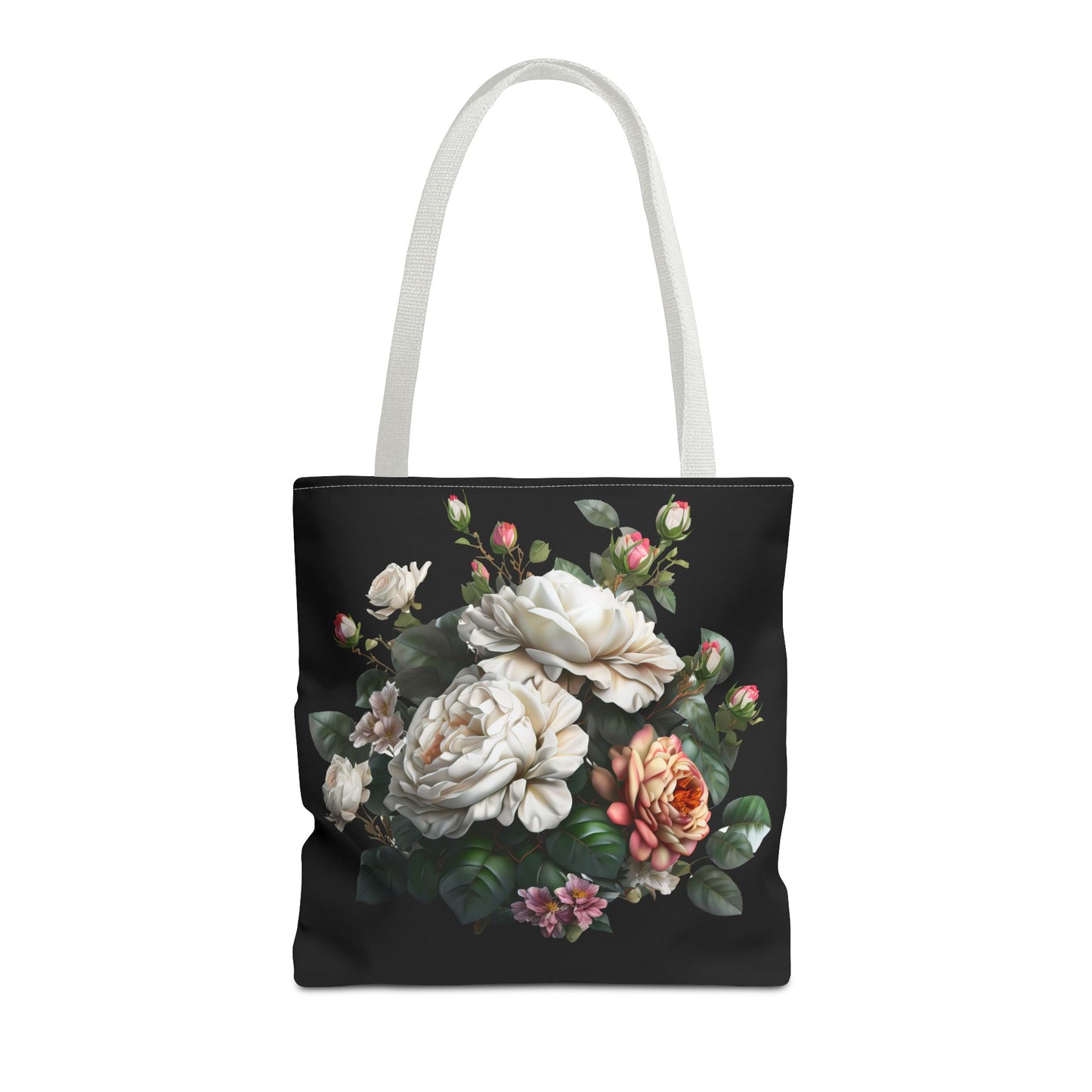 Floral Tote Bag, Stylish Reusable Shopping Bag, Black Floral Print, Perfect Gift for Her, Eco-friendly Accessory, Everyday Use