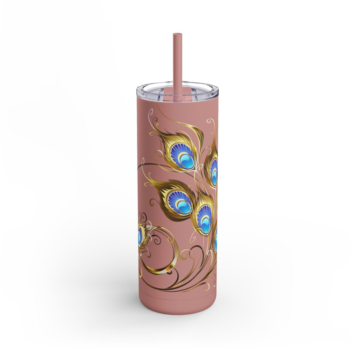 Elegant Peacock Tumbler - 20oz Skinny Travel Cup, Beautiful Drinkware for Gifts, Parties, and Home Decor
