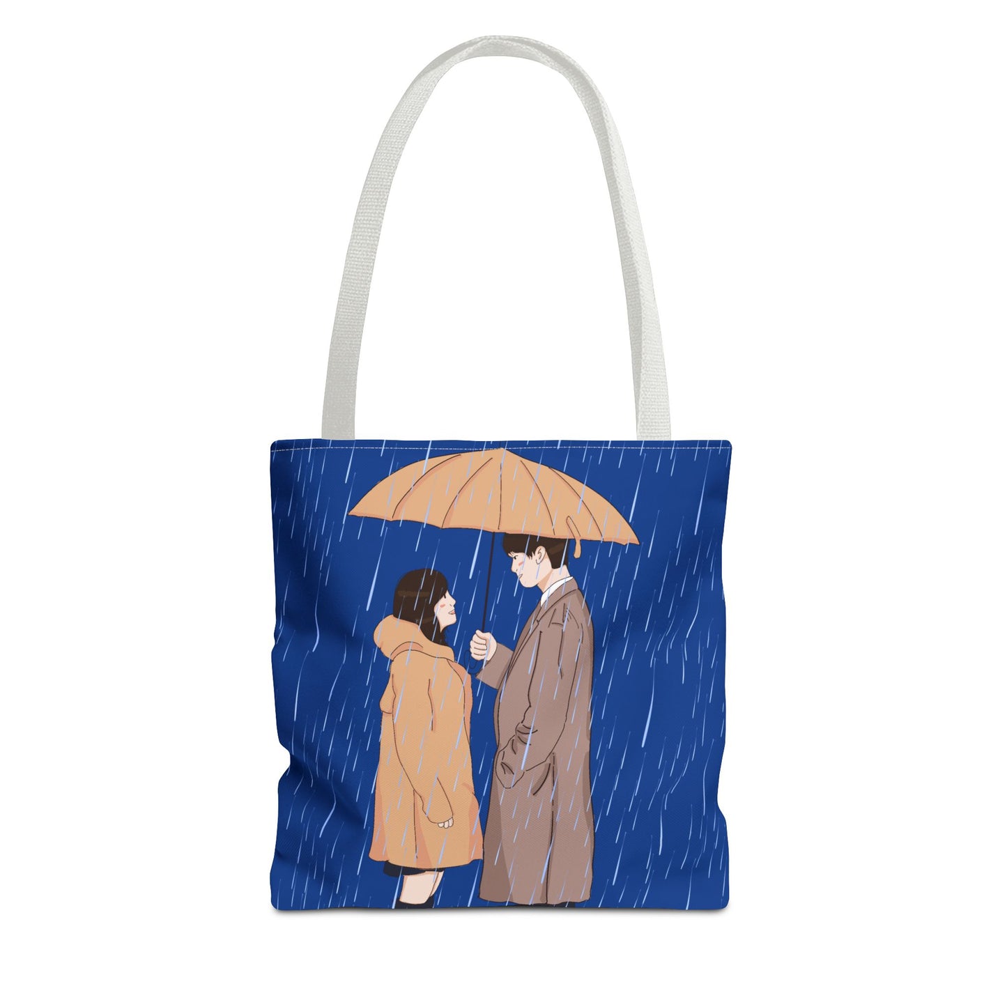 Romantic Umbrella Tote Bag, Cute Couple Tote, Gift for Her, Rainy Day Accessory, Everyday Use Shopping Bag
