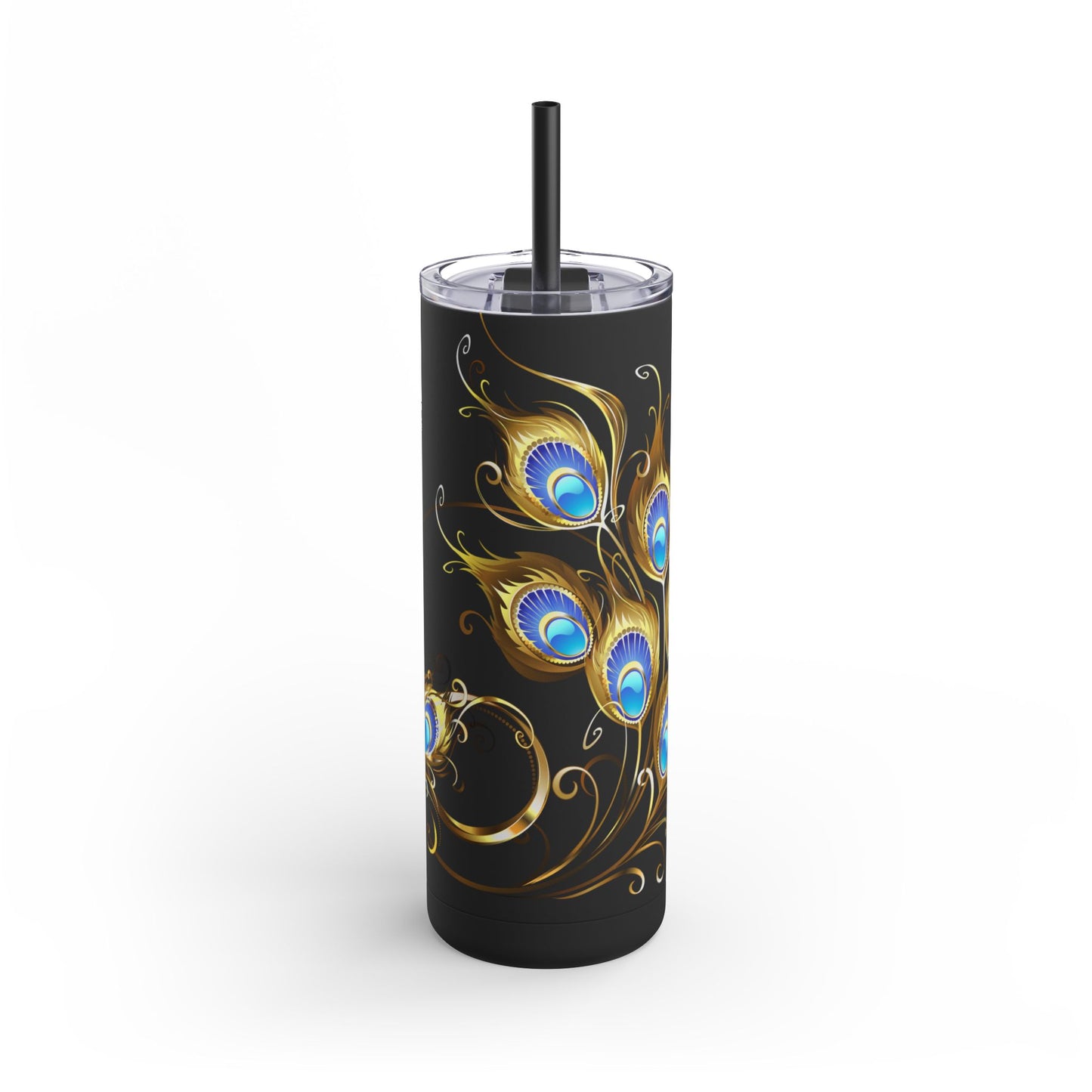 Elegant Peacock Tumbler - 20oz Skinny Travel Cup, Beautiful Drinkware for Gifts, Parties, and Home Decor