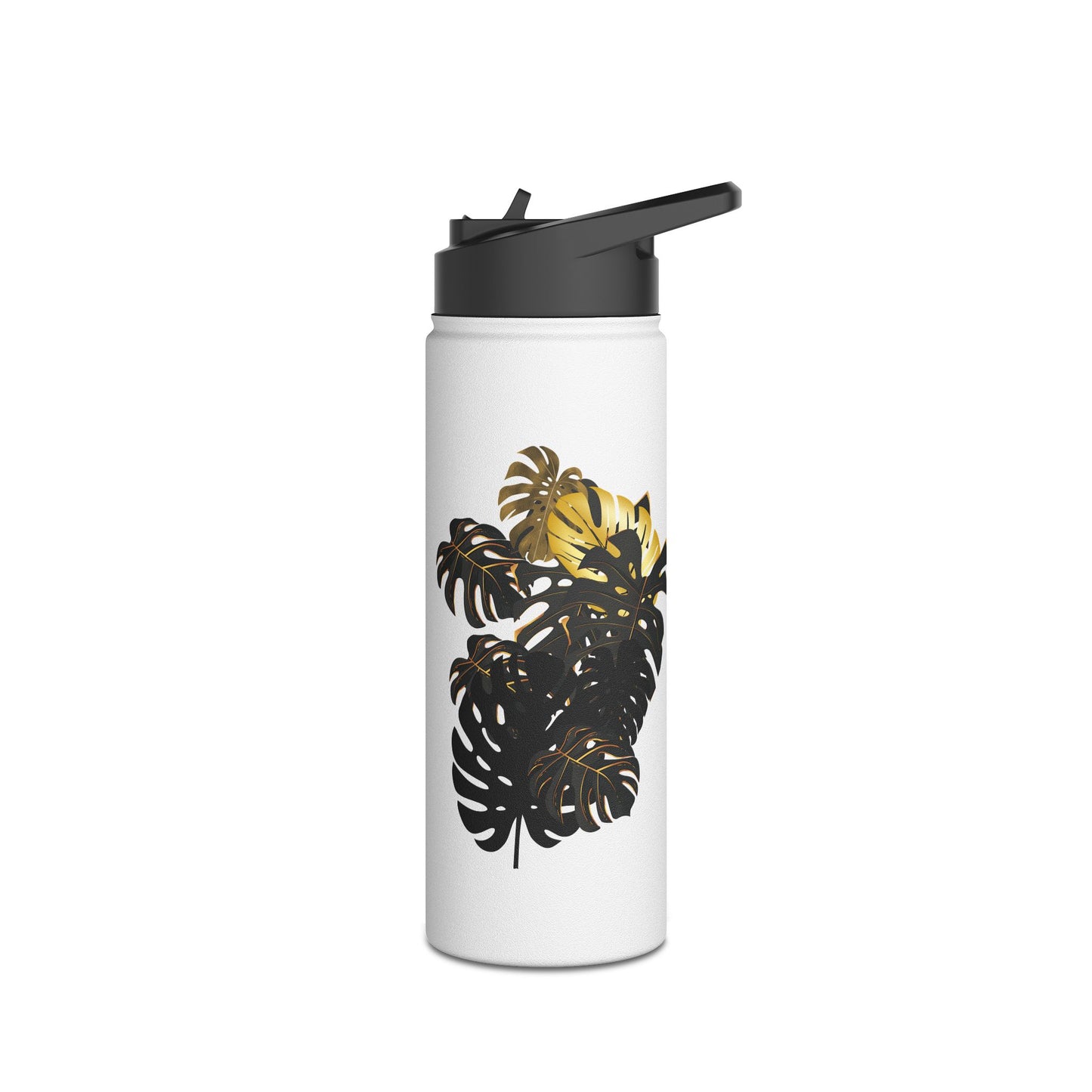 Tropical Monstera Stainless Steel Water Bottle - Eco-Friendly Travel Mug, Tropical Plant Gift, Outdoor Hydration, Summer Accessory