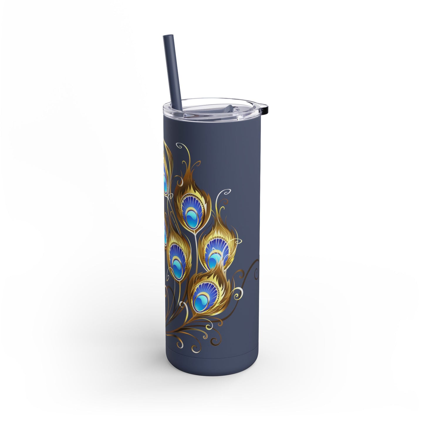 Elegant Peacock Tumbler - 20oz Skinny Travel Cup, Beautiful Drinkware for Gifts, Parties, and Home Decor