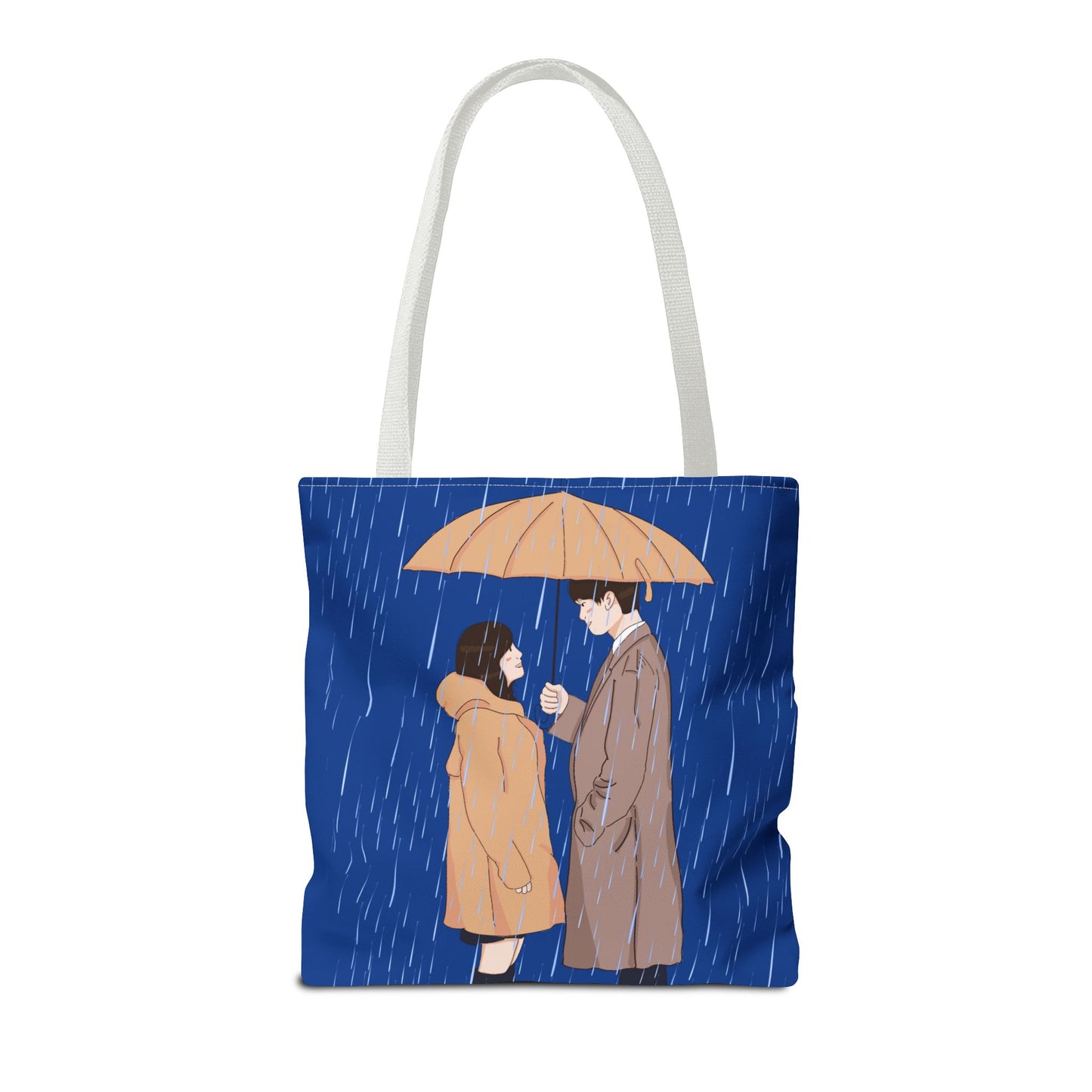 Romantic Umbrella Tote Bag, Cute Couple Tote, Gift for Her, Rainy Day Accessory, Everyday Use Shopping Bag