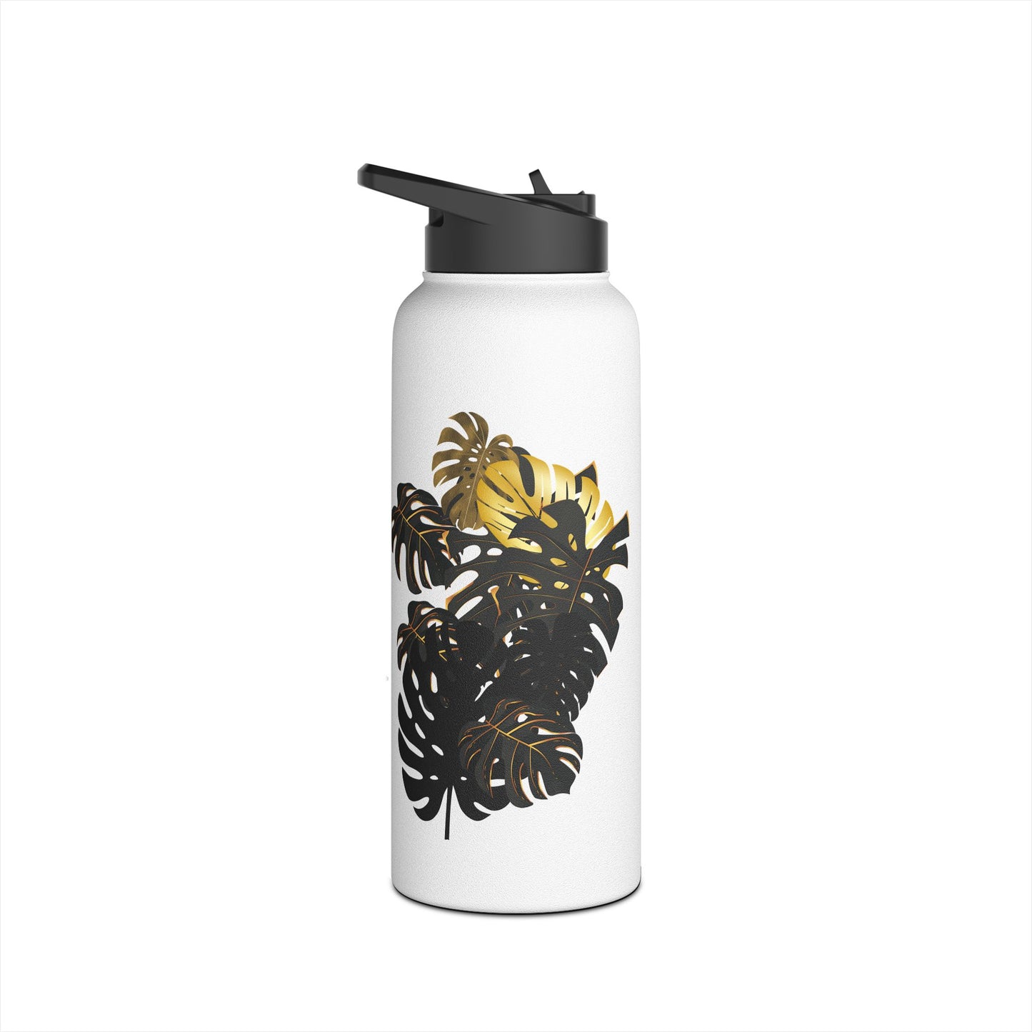 Tropical Monstera Stainless Steel Water Bottle - Eco-Friendly Travel Mug, Tropical Plant Gift, Outdoor Hydration, Summer Accessory