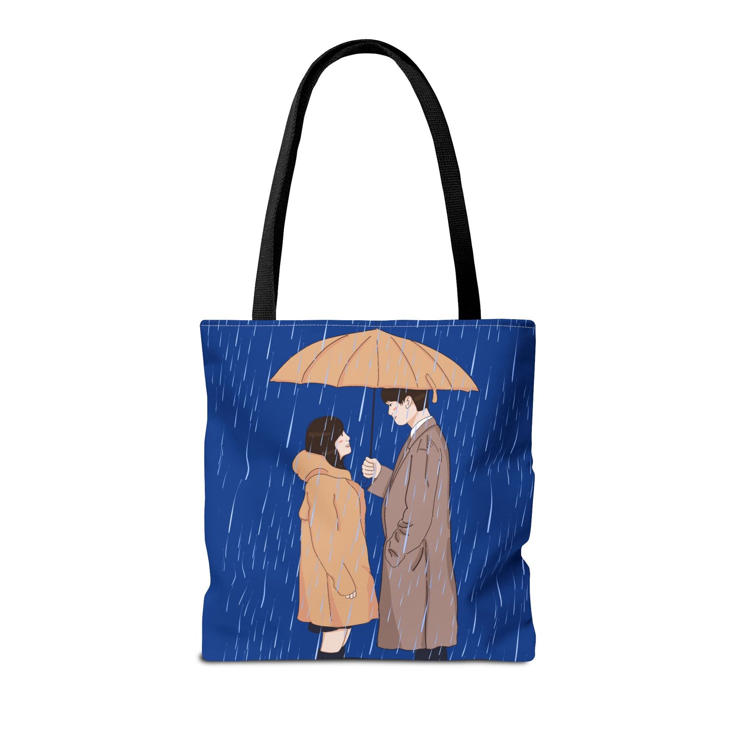 Romantic Umbrella Tote Bag, Cute Couple Tote, Gift for Her, Rainy Day Accessory, Everyday Use Shopping Bag