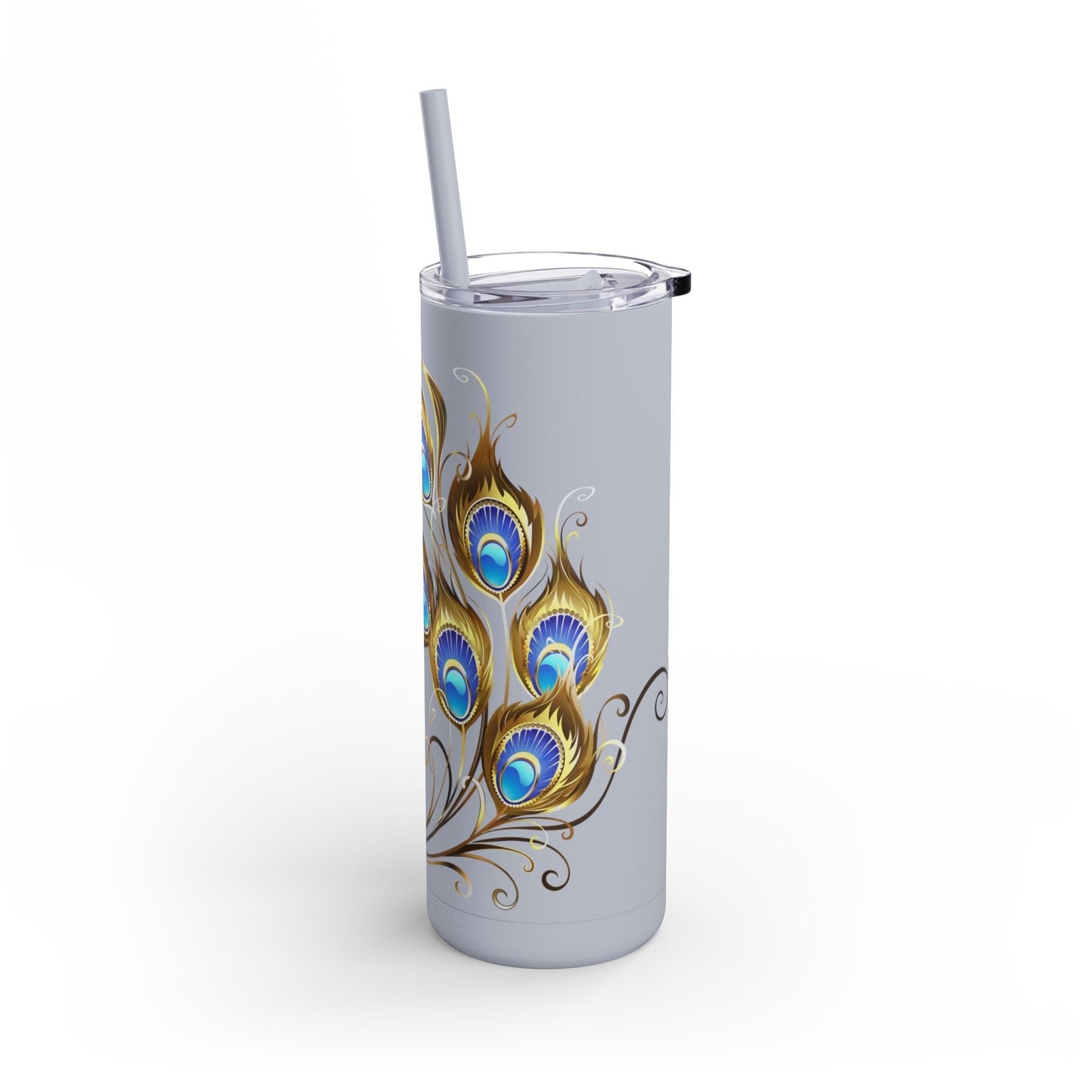 Elegant Peacock Tumbler - 20oz Skinny Travel Cup, Beautiful Drinkware for Gifts, Parties, and Home Decor