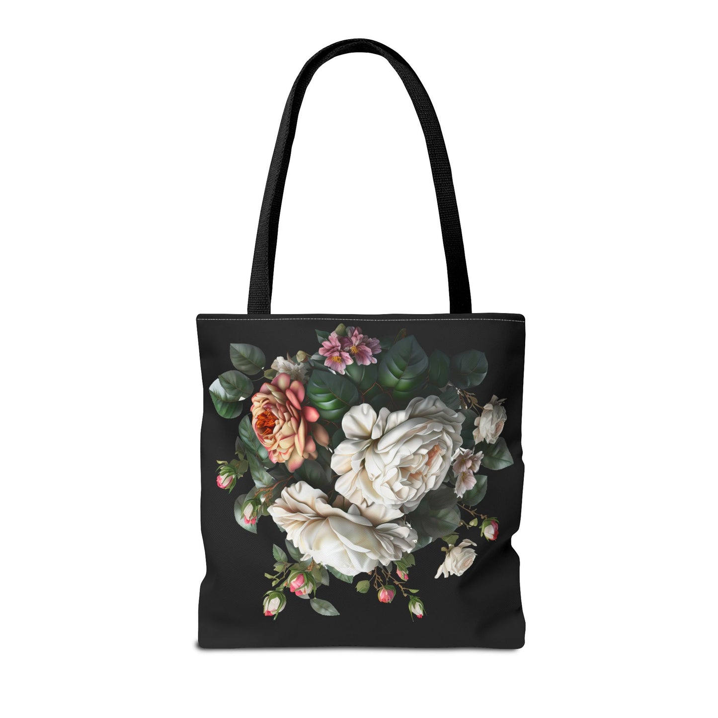 Floral Tote Bag, Stylish Reusable Shopping Bag, Black Floral Print, Perfect Gift for Her, Eco-friendly Accessory, Everyday Use