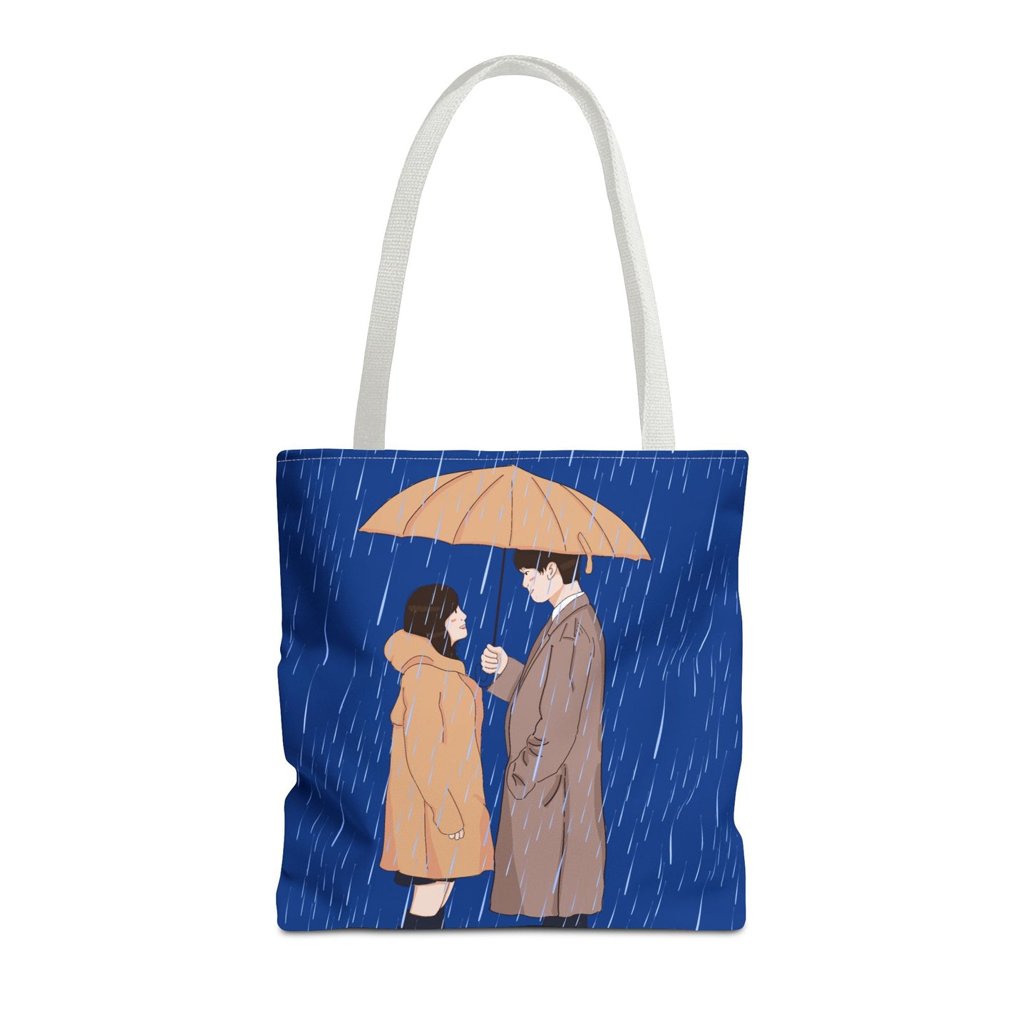 Romantic Umbrella Tote Bag, Cute Couple Tote, Gift for Her, Rainy Day Accessory, Everyday Use Shopping Bag