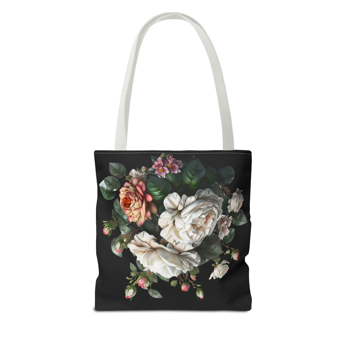 Floral Tote Bag, Stylish Reusable Shopping Bag, Black Floral Print, Perfect Gift for Her, Eco-friendly Accessory, Everyday Use