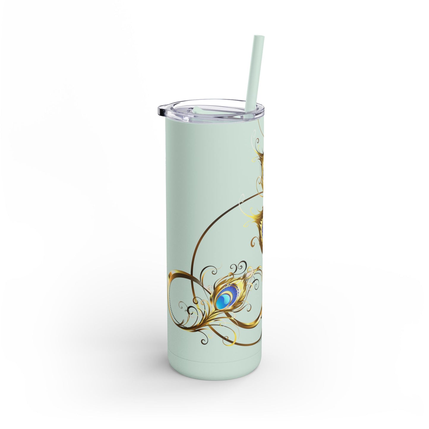Elegant Peacock Tumbler - 20oz Skinny Travel Cup, Beautiful Drinkware for Gifts, Parties, and Home Decor