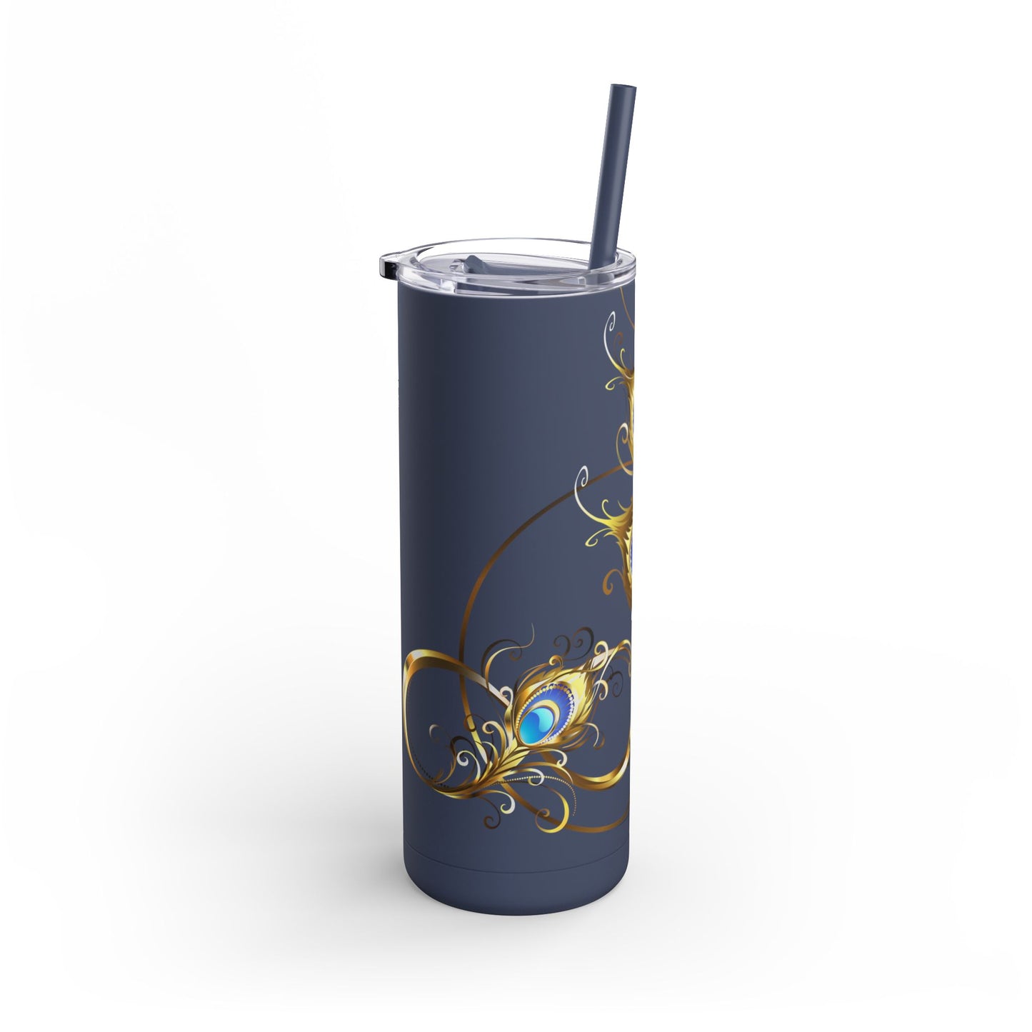 Elegant Peacock Tumbler - 20oz Skinny Travel Cup, Beautiful Drinkware for Gifts, Parties, and Home Decor