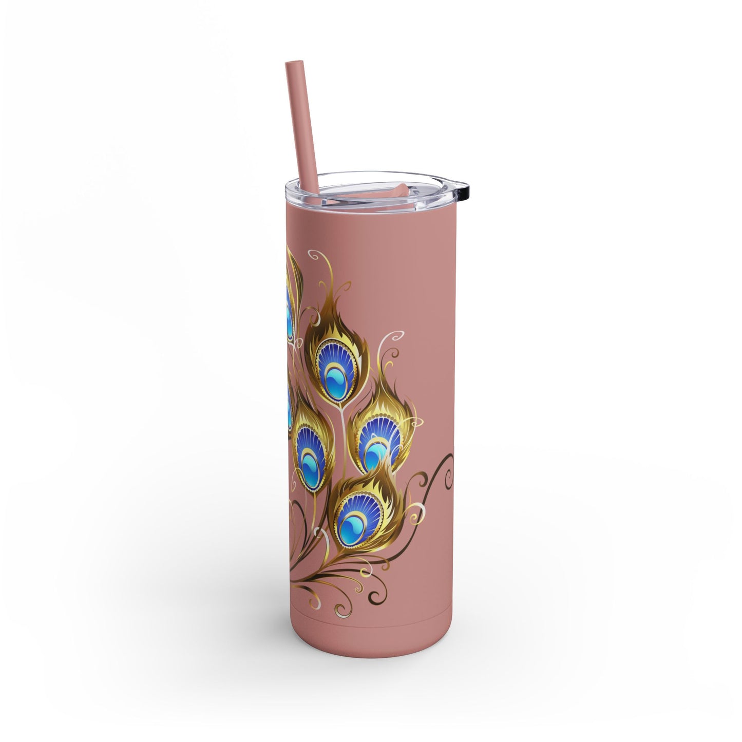 Elegant Peacock Tumbler - 20oz Skinny Travel Cup, Beautiful Drinkware for Gifts, Parties, and Home Decor