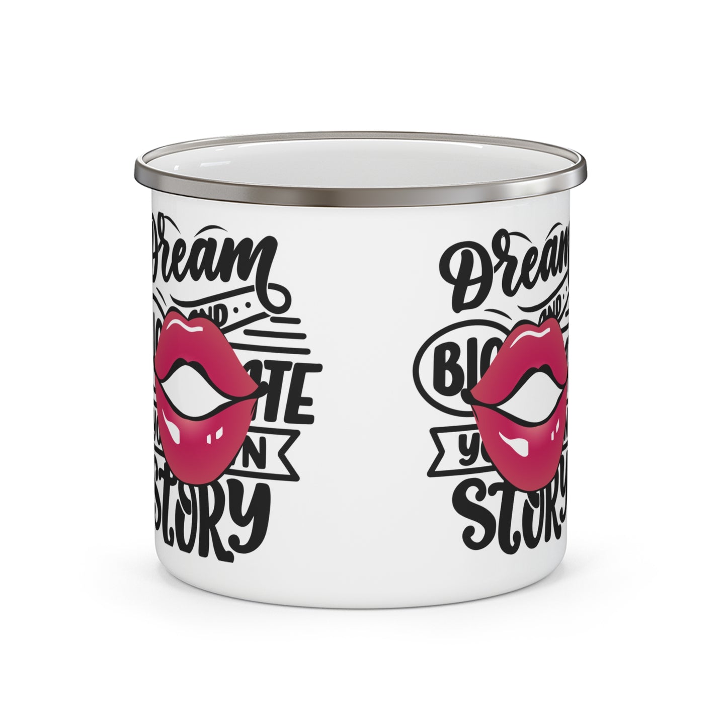 Bold Dreamer Enamel Camping Mug - Adventure Gift, Outdoor Lovers, Inspirational Quote, Unique Coffee Cup, Travel Mug, Campfire Essentials