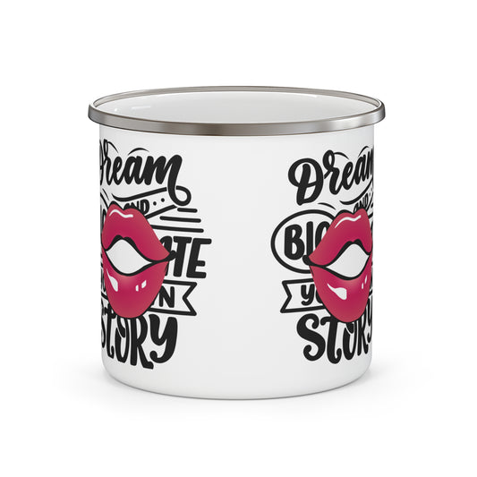 Bold Dreamer Enamel Camping Mug - Adventure Gift, Outdoor Lovers, Inspirational Quote, Unique Coffee Cup, Travel Mug, Campfire Essentials