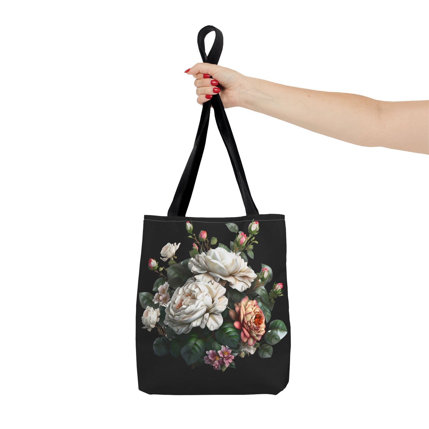 Floral Tote Bag, Stylish Reusable Shopping Bag, Black Floral Print, Perfect Gift for Her, Eco-friendly Accessory, Everyday Use