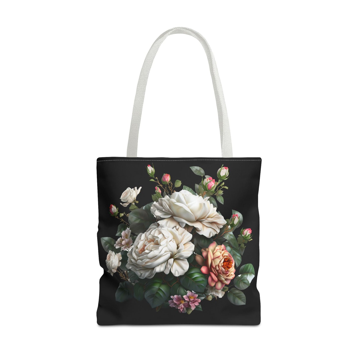 Floral Tote Bag, Stylish Reusable Shopping Bag, Black Floral Print, Perfect Gift for Her, Eco-friendly Accessory, Everyday Use