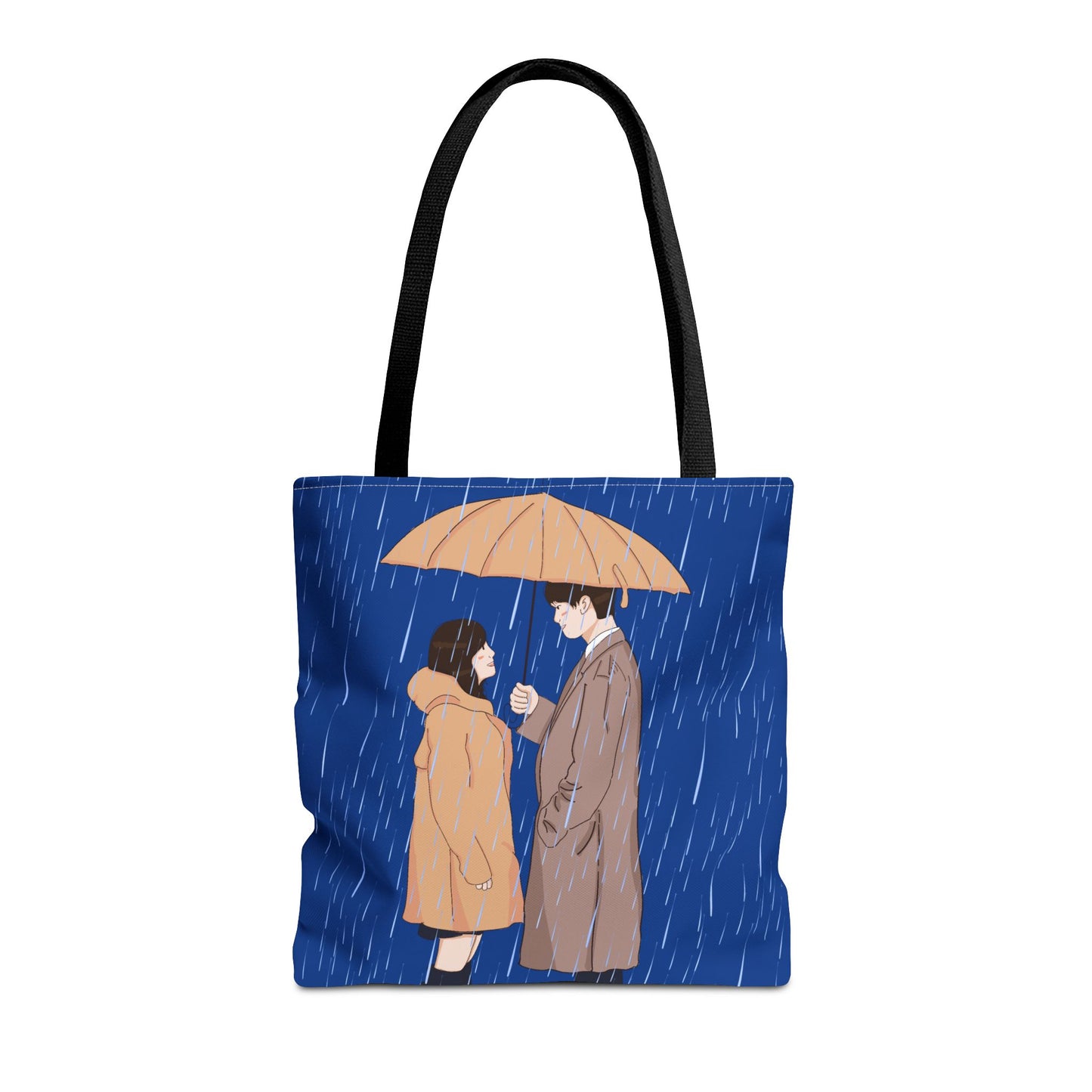 Romantic Umbrella Tote Bag, Cute Couple Tote, Gift for Her, Rainy Day Accessory, Everyday Use Shopping Bag