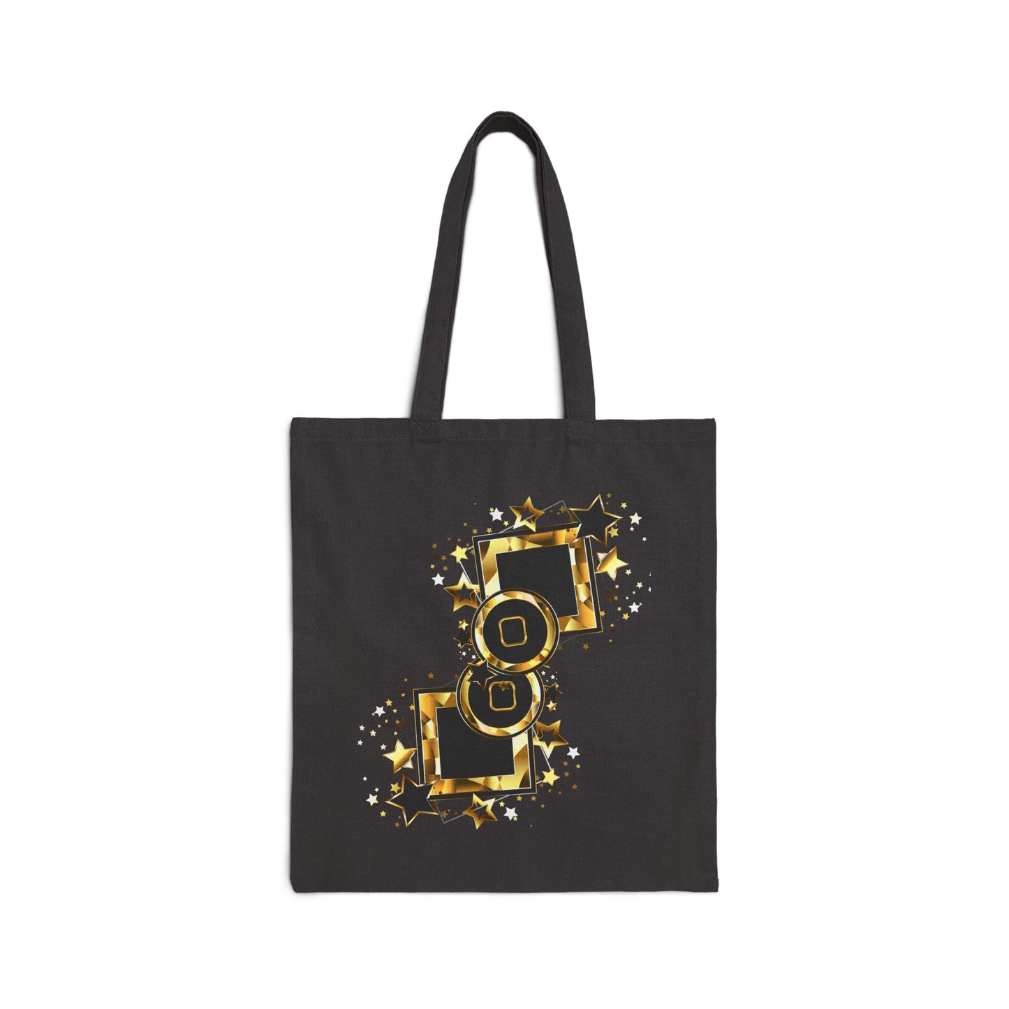 Gold Starry Cotton Canvas Tote Bag, Stylish Shopping Bag, Eco-Friendly Tote, Perfect Gift for Birthdays and Holidays