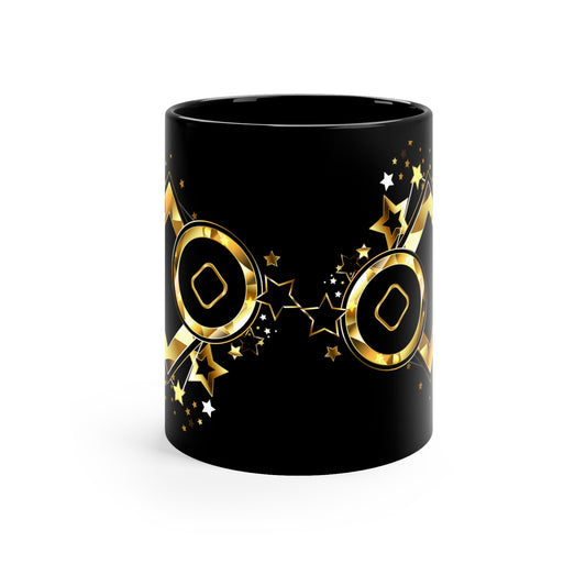 Gold Star Black Coffee Mug, Motivational Coffee Cup, Gift for Coffee Lovers, Office Mug, Celebration Mug, Birthday Gift