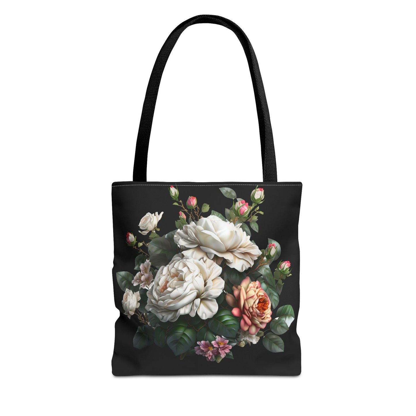 Floral Tote Bag, Stylish Reusable Shopping Bag, Black Floral Print, Perfect Gift for Her, Eco-friendly Accessory, Everyday Use