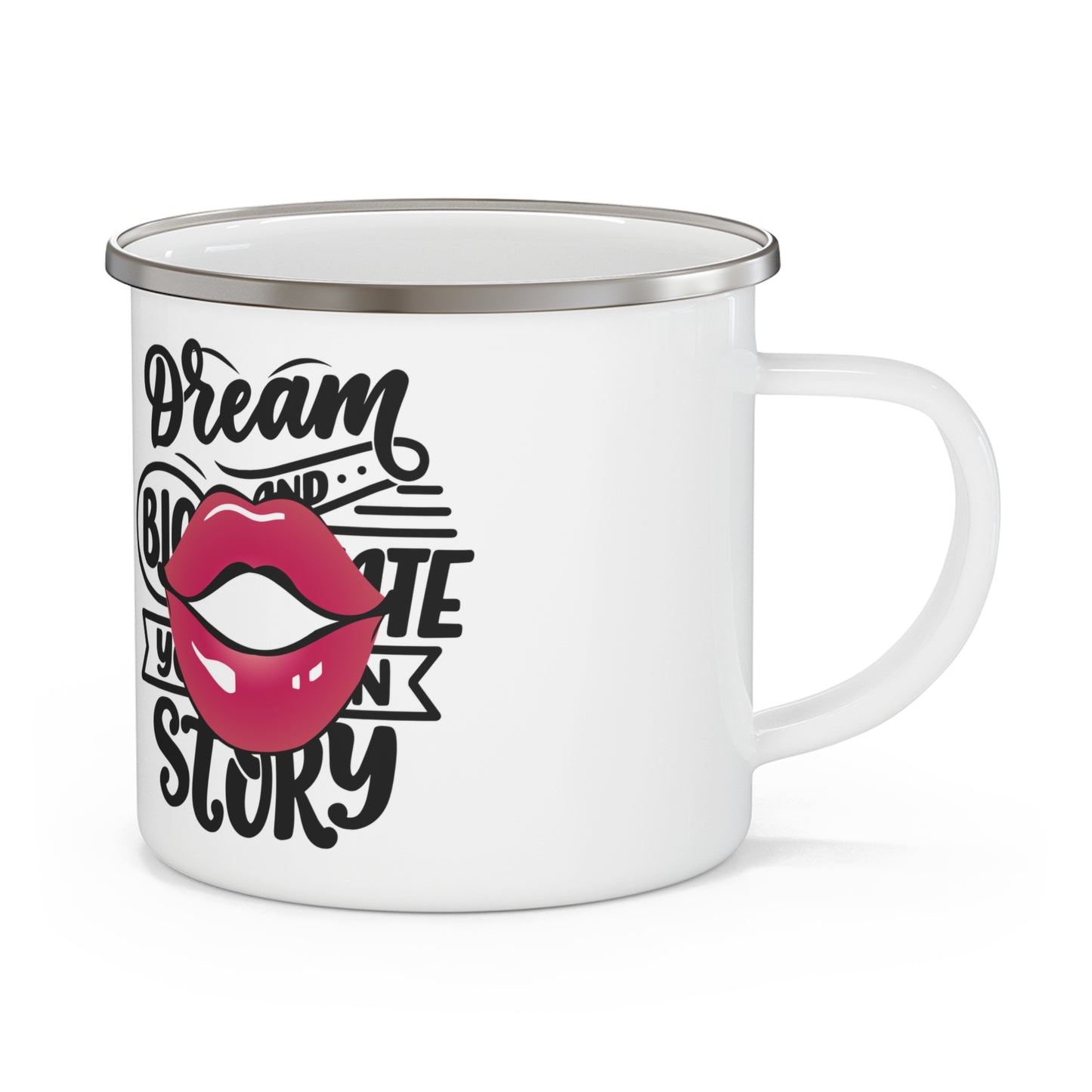 Bold Dreamer Enamel Camping Mug - Adventure Gift, Outdoor Lovers, Inspirational Quote, Unique Coffee Cup, Travel Mug, Campfire Essentials