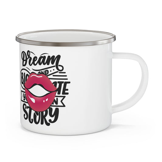 Bold Dreamer Enamel Camping Mug - Adventure Gift, Outdoor Lovers, Inspirational Quote, Unique Coffee Cup, Travel Mug, Campfire Essentials