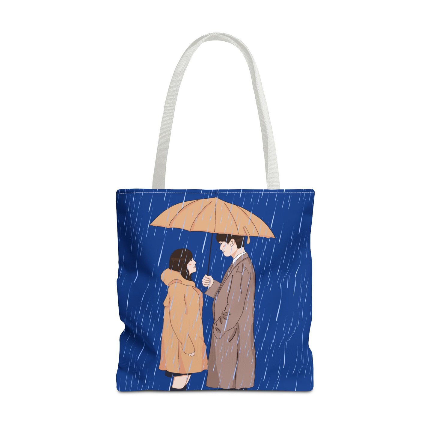 Romantic Umbrella Tote Bag, Cute Couple Tote, Gift for Her, Rainy Day Accessory, Everyday Use Shopping Bag