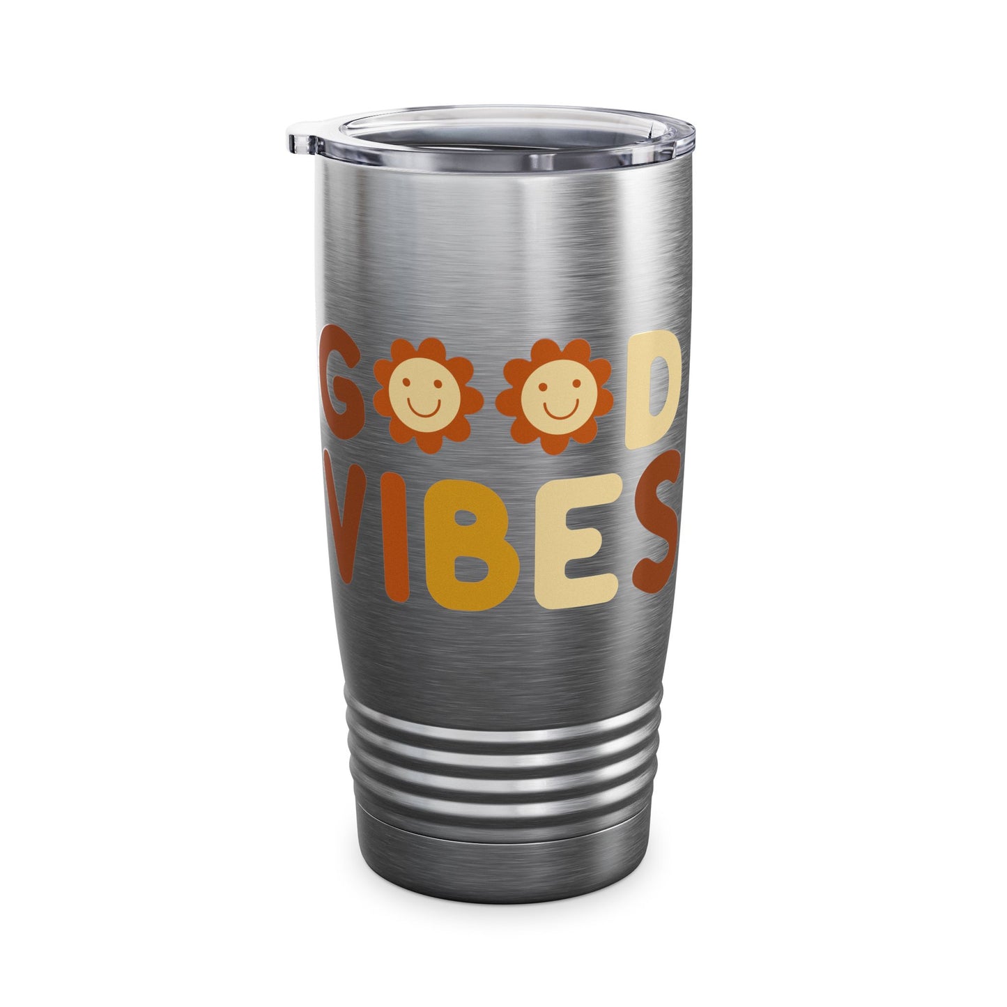 Good Vibes Insulated Tumbler, 20oz | Motivational Travel Mug | Cute Flower Design | Gift for Friends | Summer Drinkware | Eco-Friendly