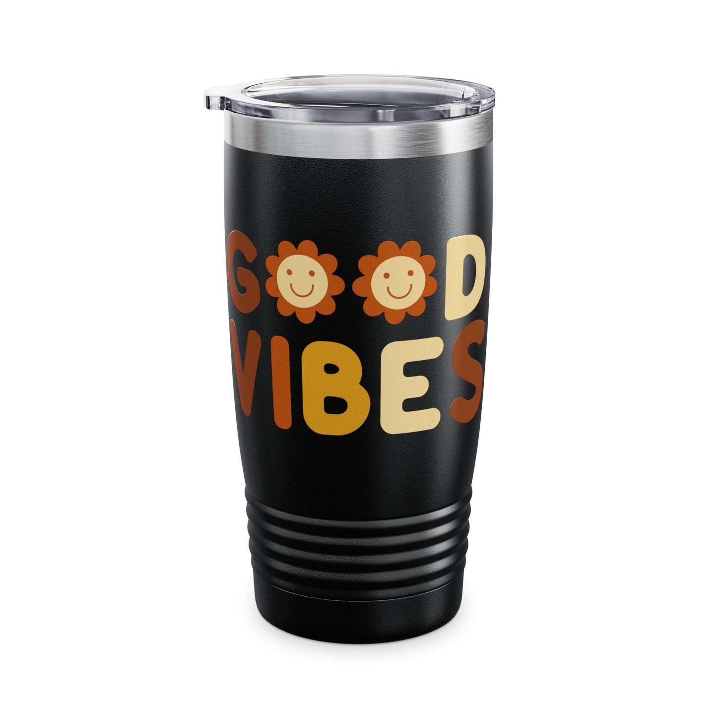 Good Vibes Insulated Tumbler, 20oz | Motivational Travel Mug | Cute Flower Design | Gift for Friends | Summer Drinkware | Eco-Friendly