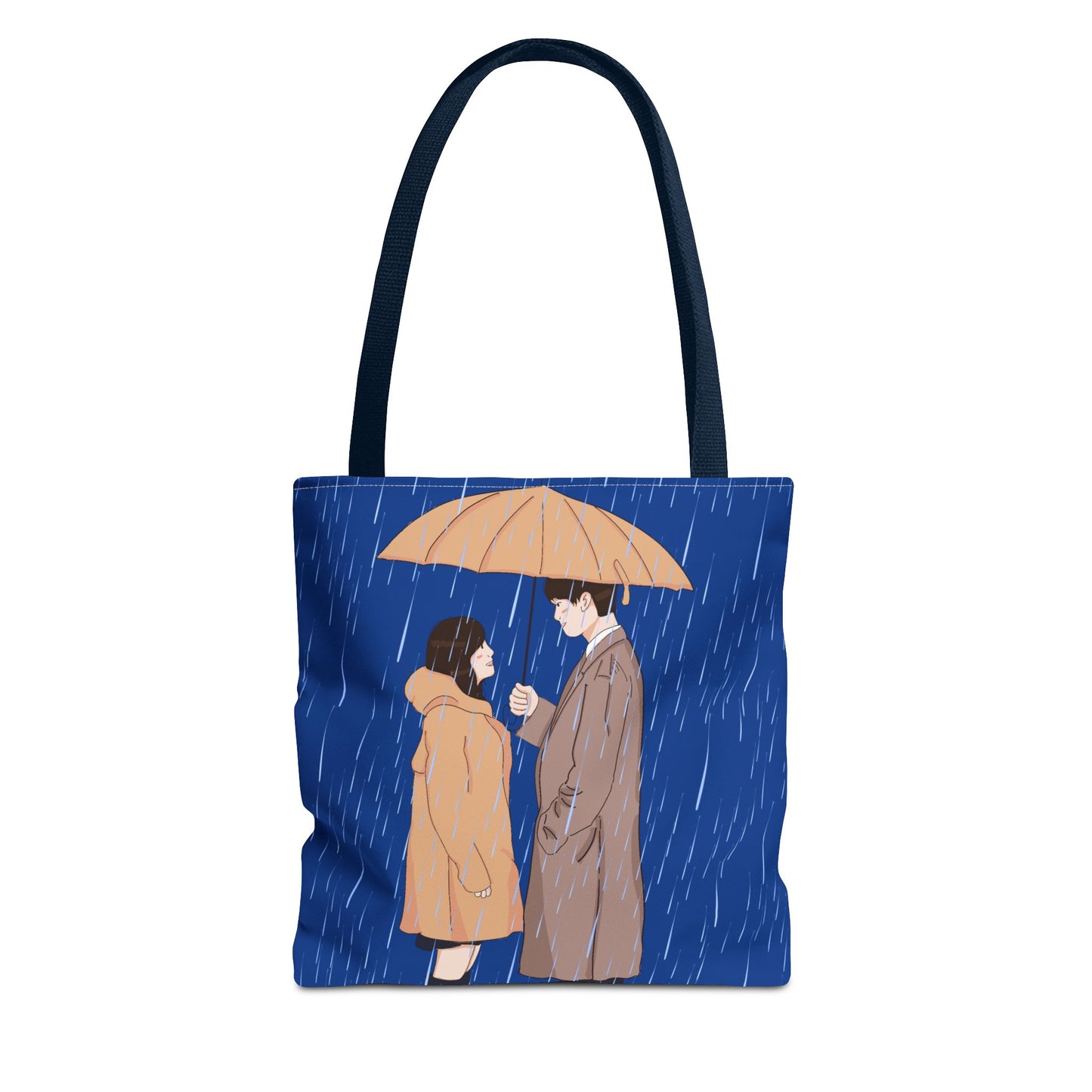 Romantic Umbrella Tote Bag, Cute Couple Tote, Gift for Her, Rainy Day Accessory, Everyday Use Shopping Bag