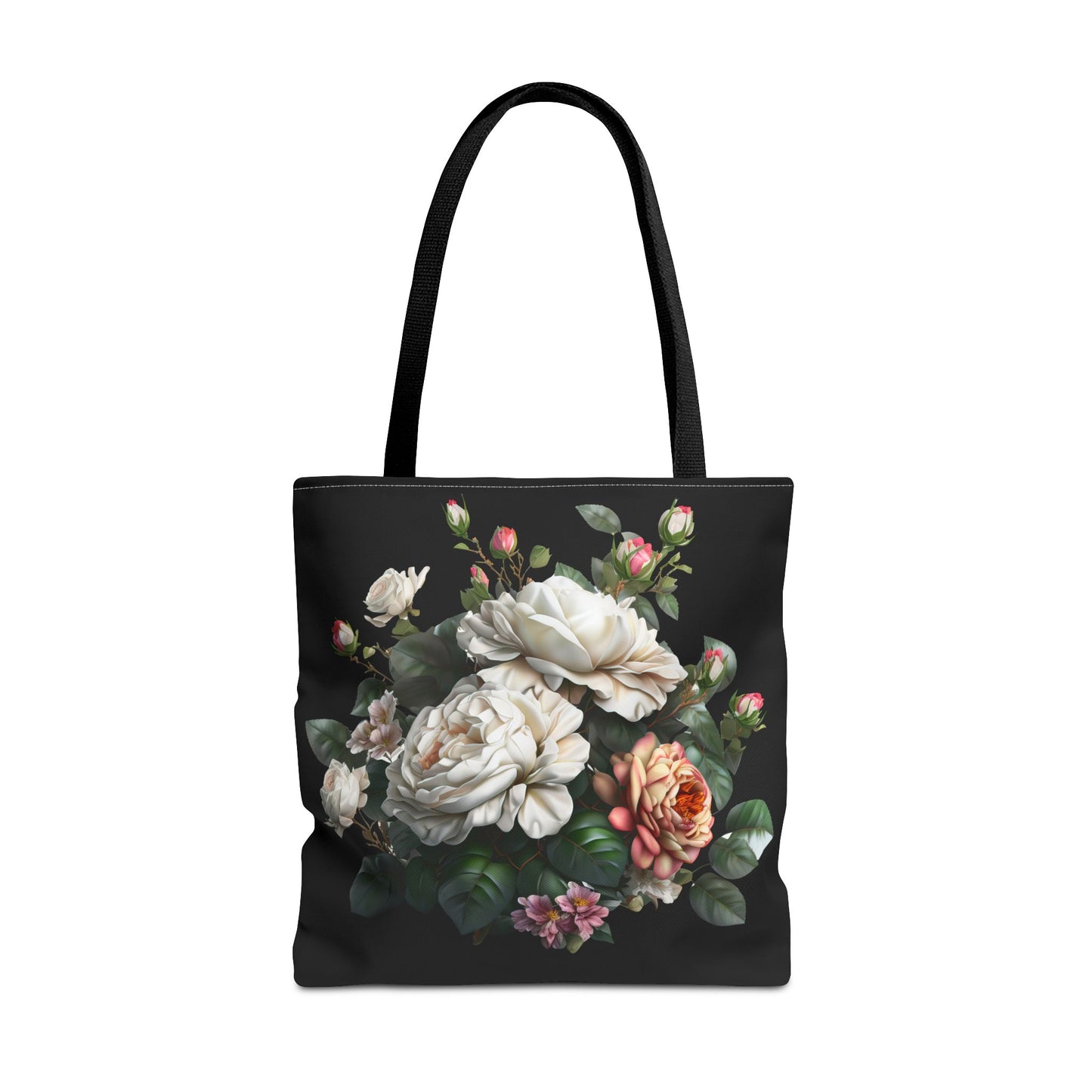Floral Tote Bag, Stylish Reusable Shopping Bag, Black Floral Print, Perfect Gift for Her, Eco-friendly Accessory, Everyday Use