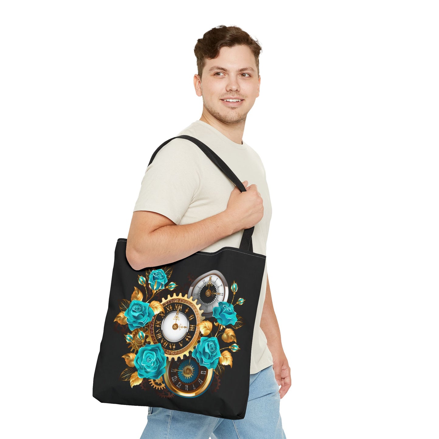 Steampunk Floral Tote Bag, Stylish Everyday Carryall, Gift for Her, Eco-Friendly Reusable Bag, Perfect for Shopping & Travel