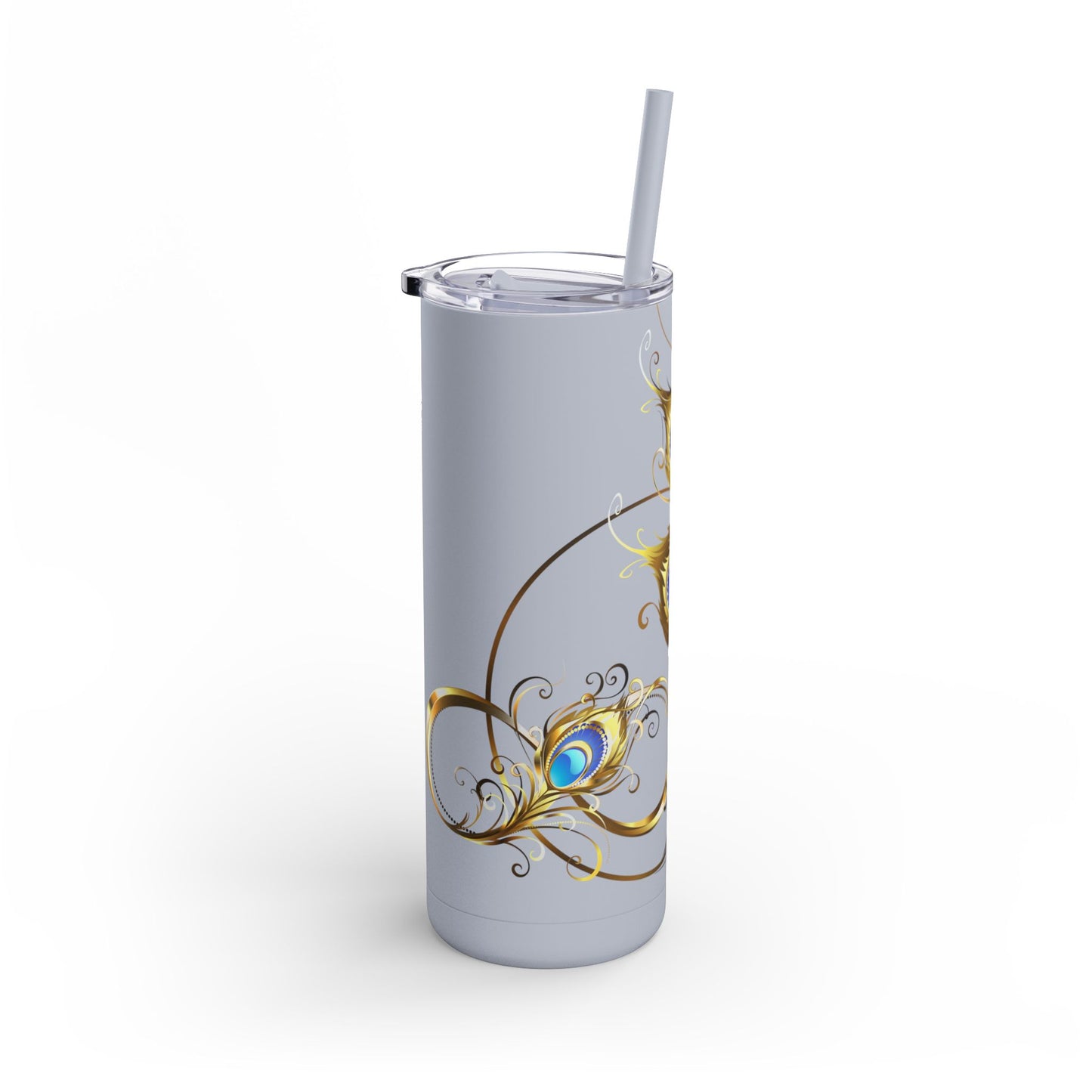 Elegant Peacock Tumbler - 20oz Skinny Travel Cup, Beautiful Drinkware for Gifts, Parties, and Home Decor