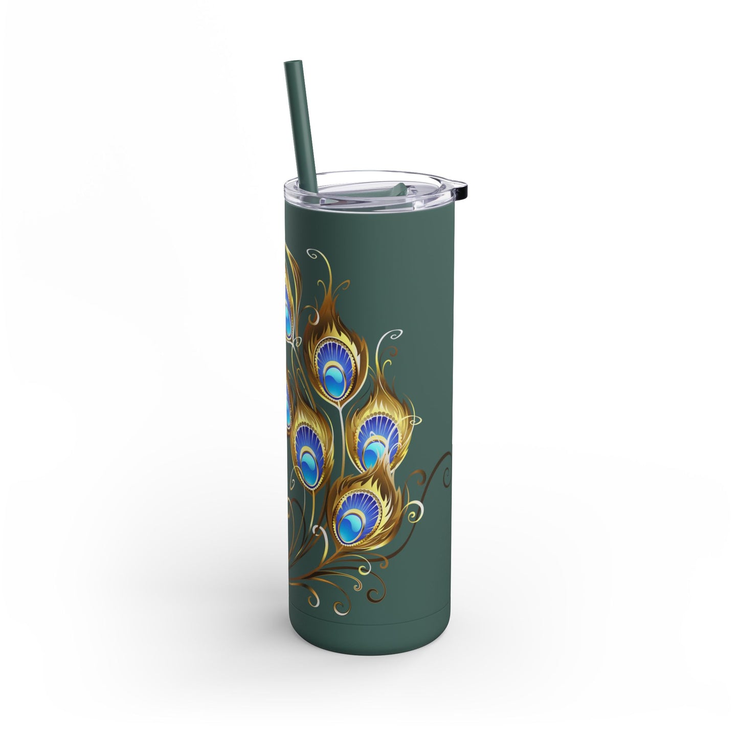 Elegant Peacock Tumbler - 20oz Skinny Travel Cup, Beautiful Drinkware for Gifts, Parties, and Home Decor