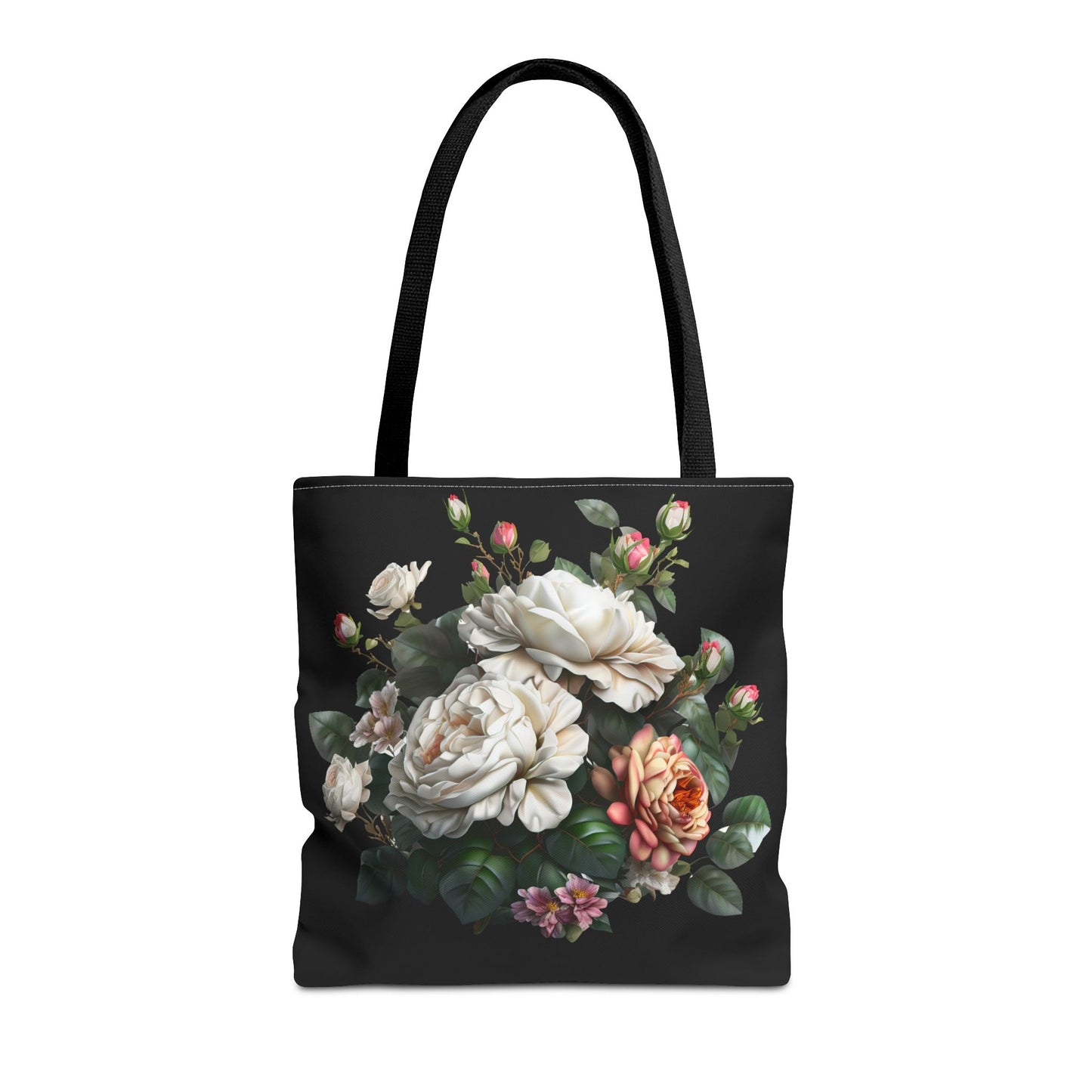 Floral Tote Bag, Stylish Reusable Shopping Bag, Black Floral Print, Perfect Gift for Her, Eco-friendly Accessory, Everyday Use