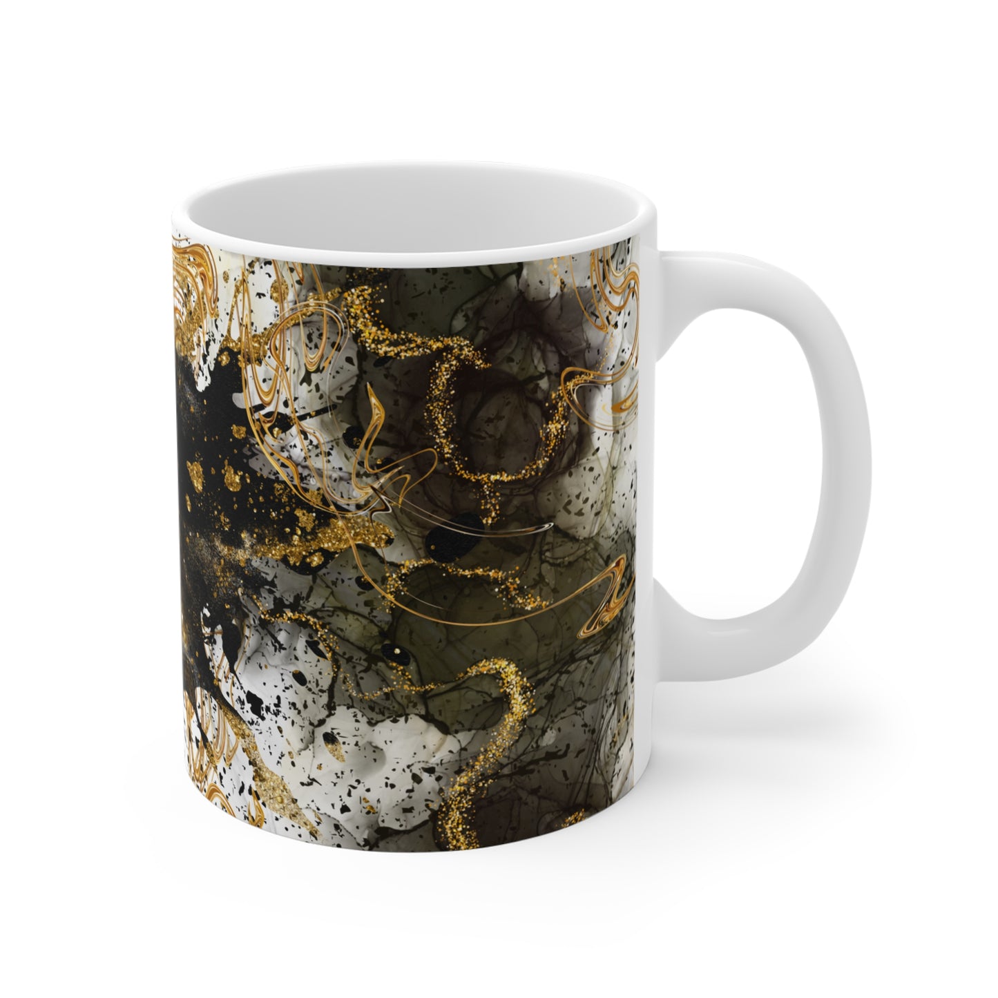 Elegant Abstract Marble Mug 11oz, Artistic Coffee Cup, Unique Gift for Art Lovers, Home Decor, Creative Tea Mug, Modern Beverage Holder